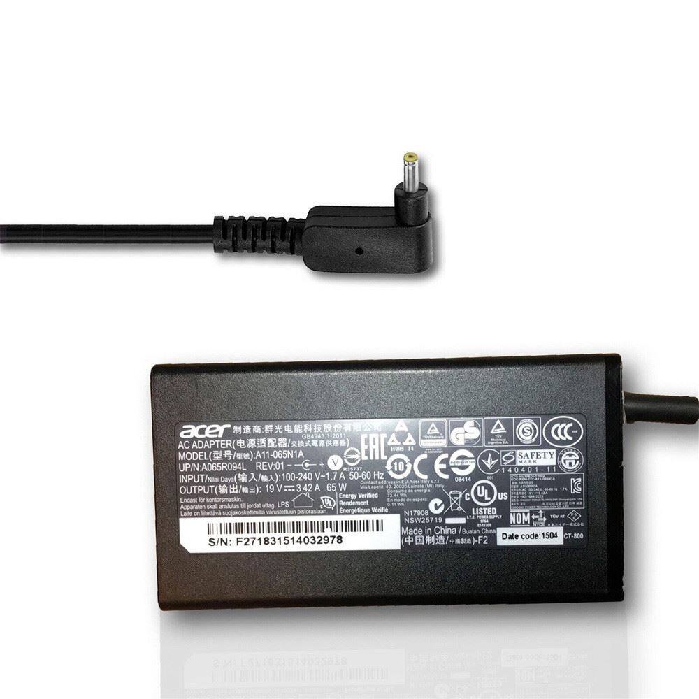 Acer G84N3 S AC Adapter  
Model: A11-065N1A  
EAC - 14  
Safety V ...  
UP/N: A065R094L  
Rev: 01  
sg7a 10 E 140401-1  
INPUT/N: 100-240 V~ 1 A 50-60 Hz  
Daya 06sa  
OUTPUT(/): 19V=3.42A 65 W  
Endant BV kontorsmarskin  
Energy Verified  
UL US  
skal anslutas  
pondal ulng  
LPS  
A  
Rendement Apparaten  
Wertfall  
Late on Mettava  
sucjokoohettimita  
valustetuun  
Enerptique  
N17908  
LISTED - NOM NSW25719  
Made in China  
Buatan China  
Date code: 1504  
CT-800  
S/N: F271831514032978  

AC ADAPTER (电源适配器/