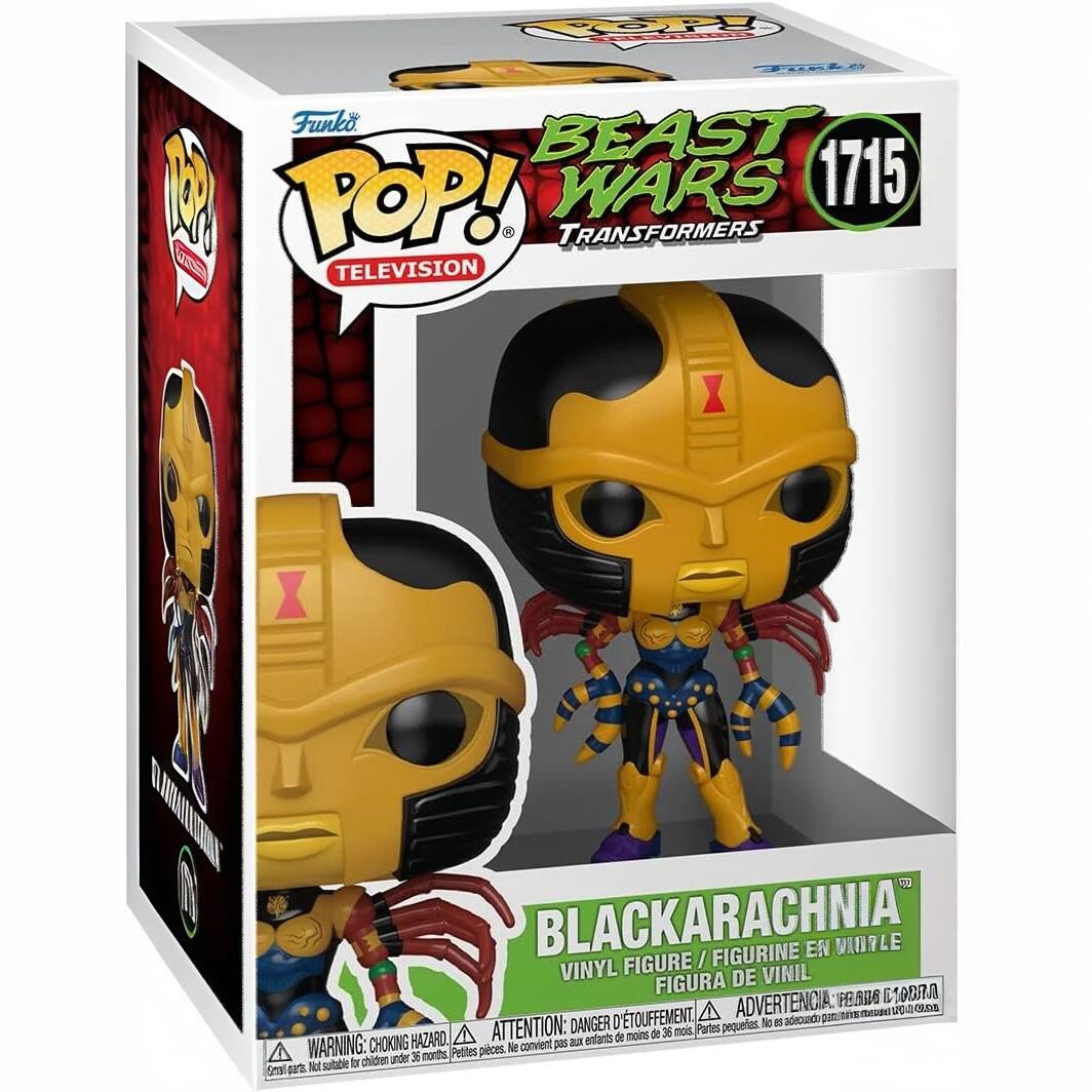 Funko POP!  
TELEVISION  

BEAST WARS  
TRANSFORMERS  

1715  

BLACKARACHNIA  
VINYL FIGURE / FIGURINE EN VINYLE / FIGURA DE VINIL  

WARNING: CHOKING HAZARD - Small parts. Not suitable for children under 3 years.  
ATTENTION: PELIGRO DE AHOGAMIENTO - Piezas pequeñas. No es adecuado para niños menores de 3 años.  
ADVERTENCIA: DANGER - Petite pièces. Ne convient pas aux enfants de moins de 3 ans.