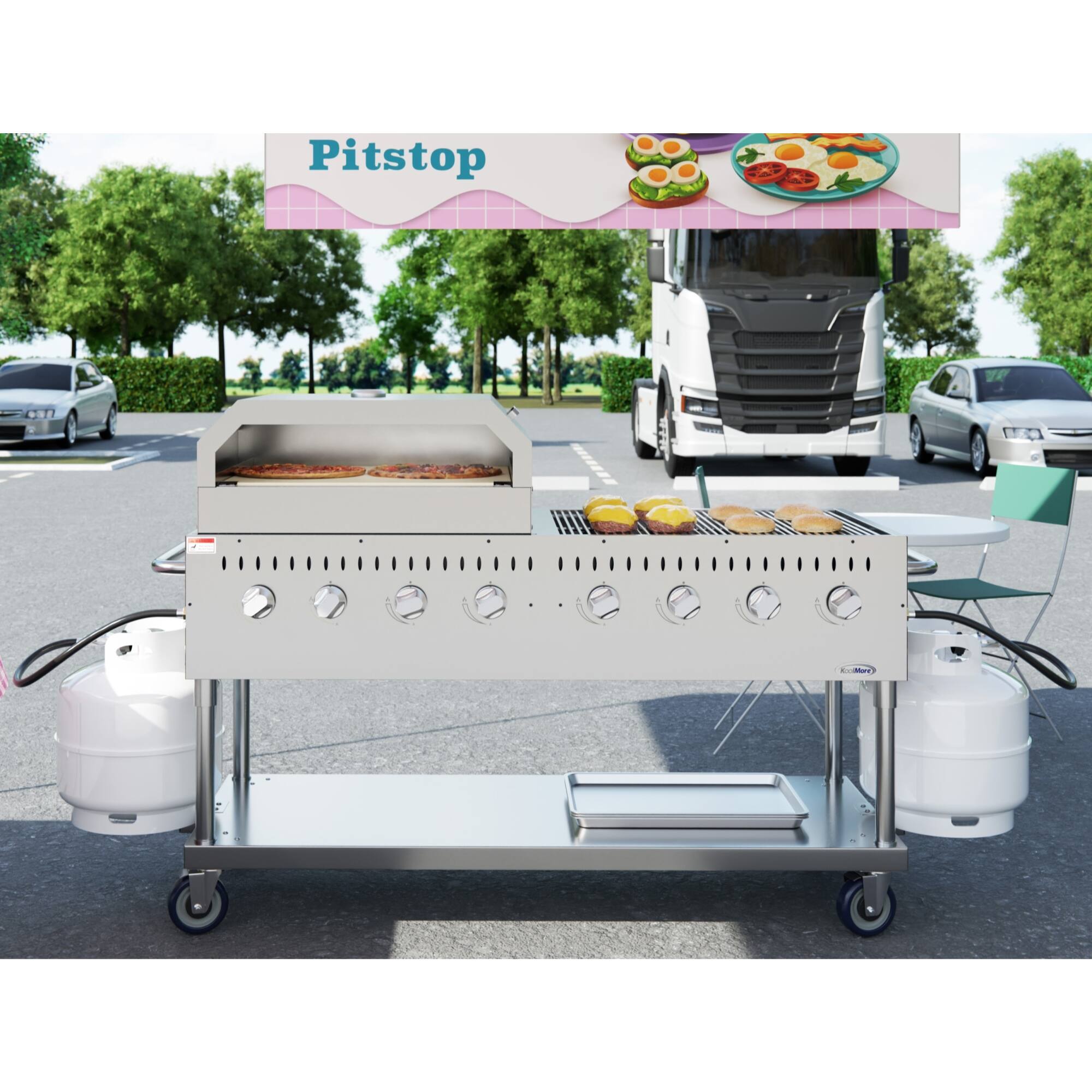 Back. Koolmore - 60 in. 8-Burner Commercial Outdoor Propane Gas Grill with 30 in. Pizza Oven in Stainless-Steel, ETL Listed (CGKIT6-P30) - Stainless Steel.