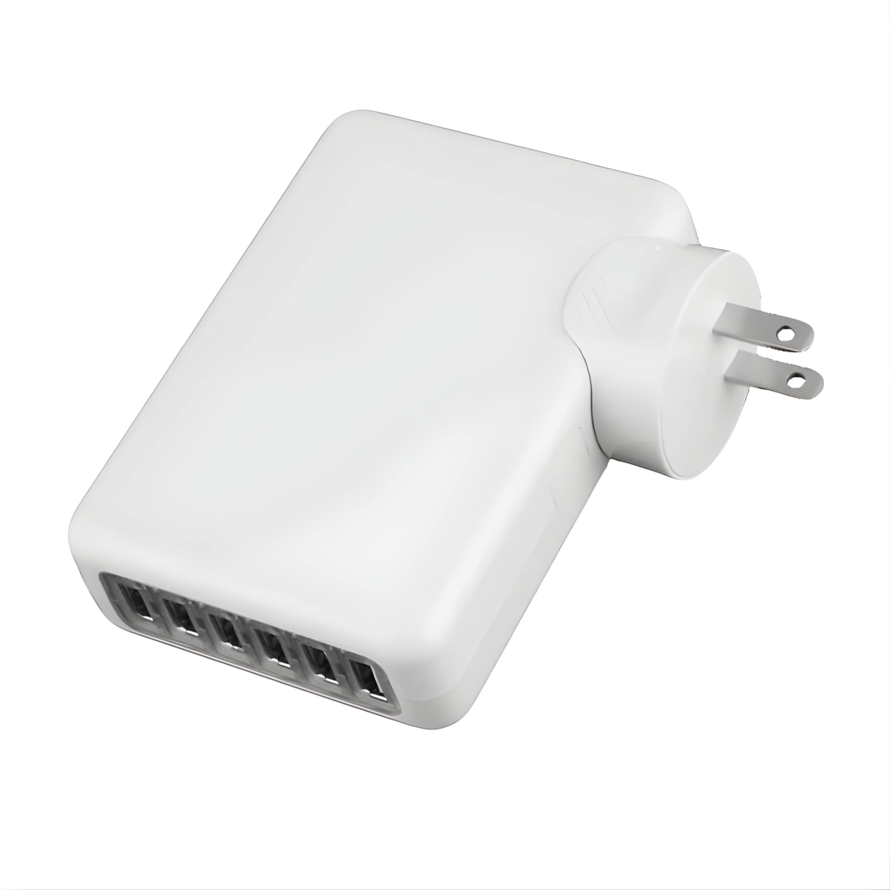 Angle. Kitcheniva - 6 Port USB Wall Charger High Speed Charging Hub for Phones and Tablets - White.