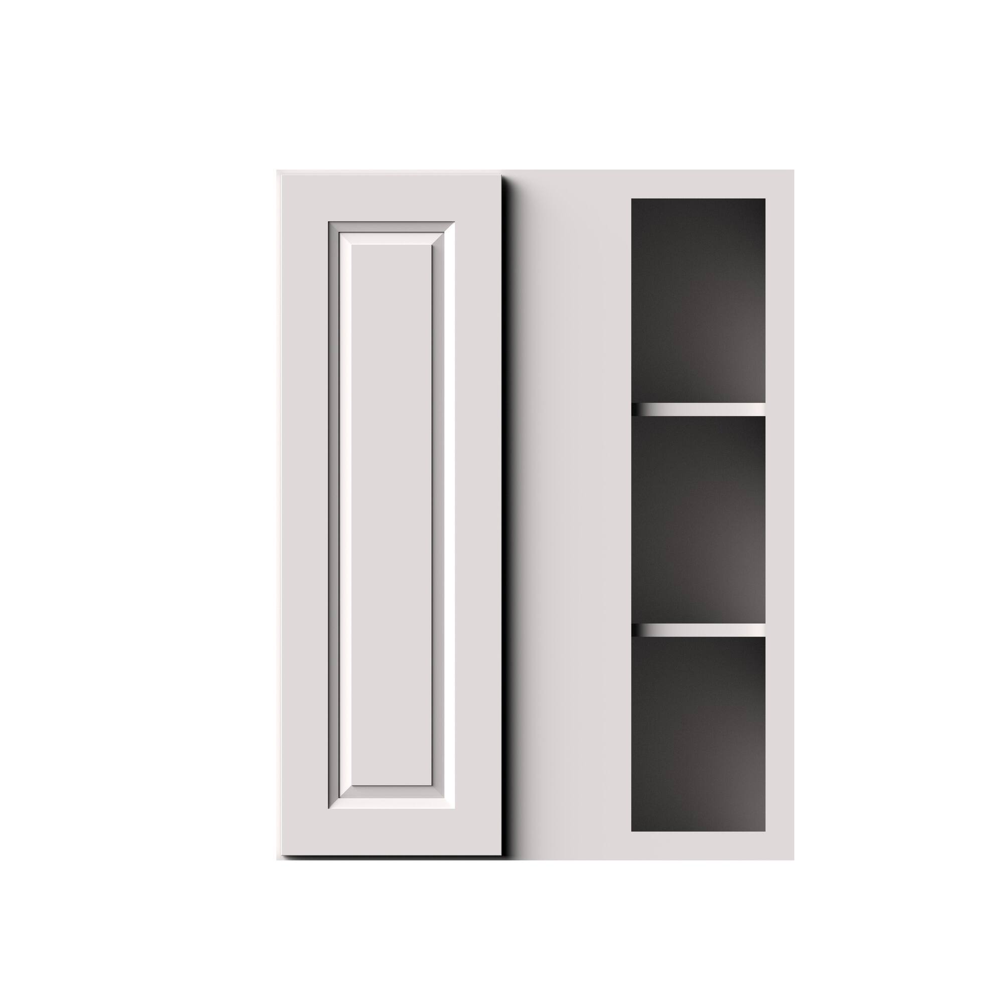 Alt View 1. Boyel Living - 27-in W x 36-in H x 12-in D Shaker Corner Kitchen Wall Cabinet with Soft-Close Door - Glacier White.