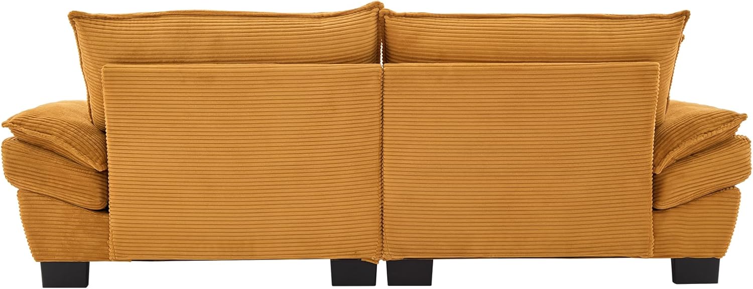 Alt View 5. Trinkets Crazed - 84" Cloud Corduroy Loveseat Sofa, Modern Comfy Upholstered 2 Seater Sofa Deep Seat Sofa with 2 Throw Pillows - yellow.