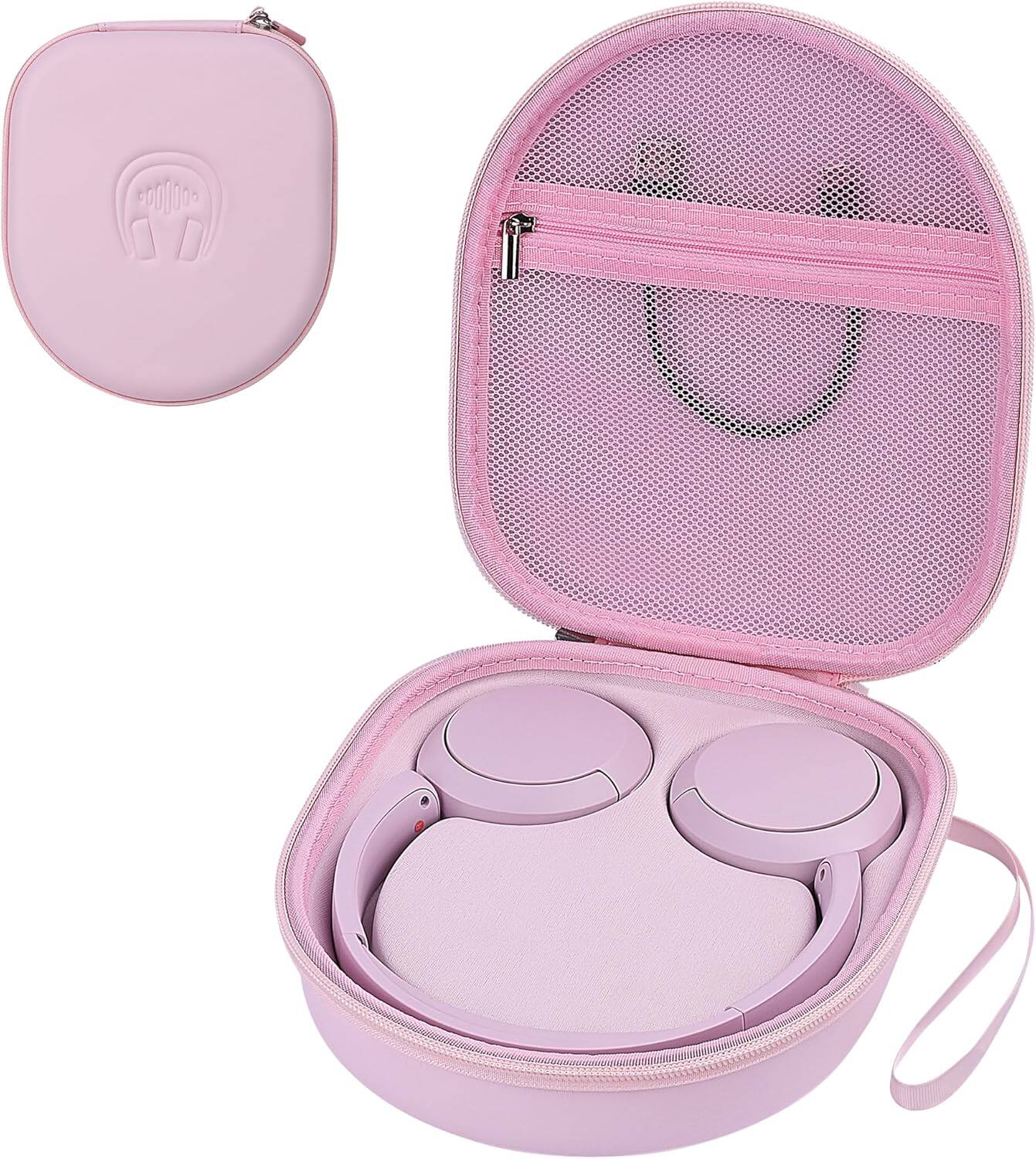 Front. ACJPR - Hard Headphone Case for Sony WH-CH520 – EVA, Protective, Pink.