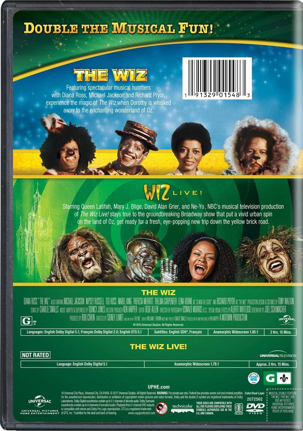 Back. The Wiz/The Wiz Live! Musical (DVD Double Feature) [DVD].