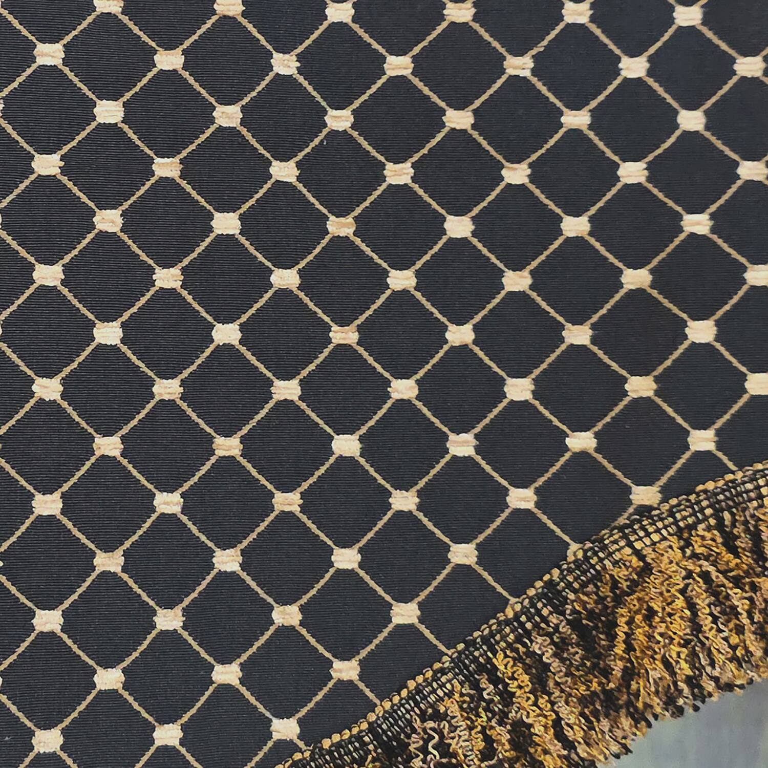 Alt View 1. RLF Home - RLF Home 100% Cotton Passat Trimmed Cornice Lined Window Valance 50" x 17" Black - Black.