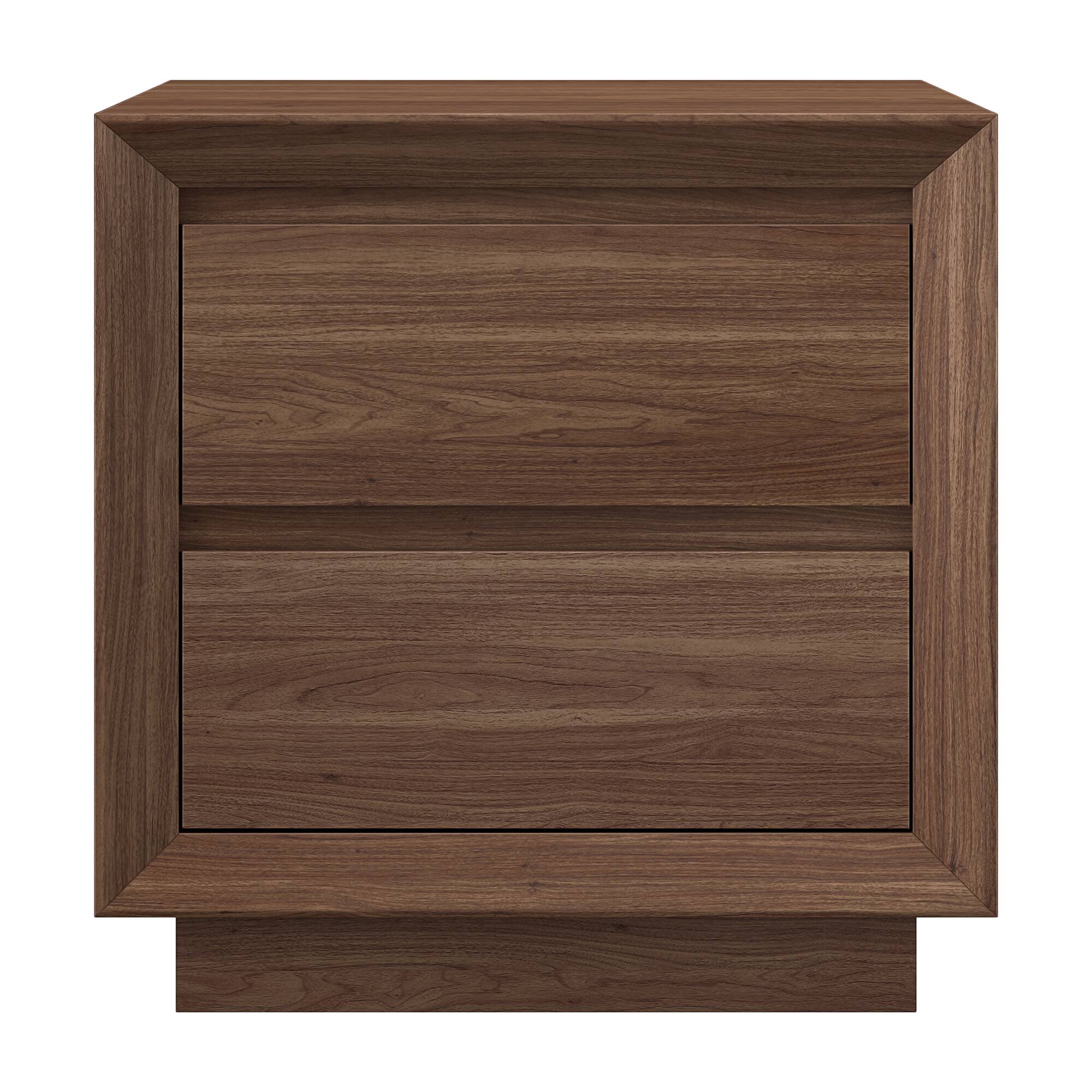 Angle. Hudson&Canal - Emmett 24" Wide Rectangular Nightstand in Satin Walnut - Brown.