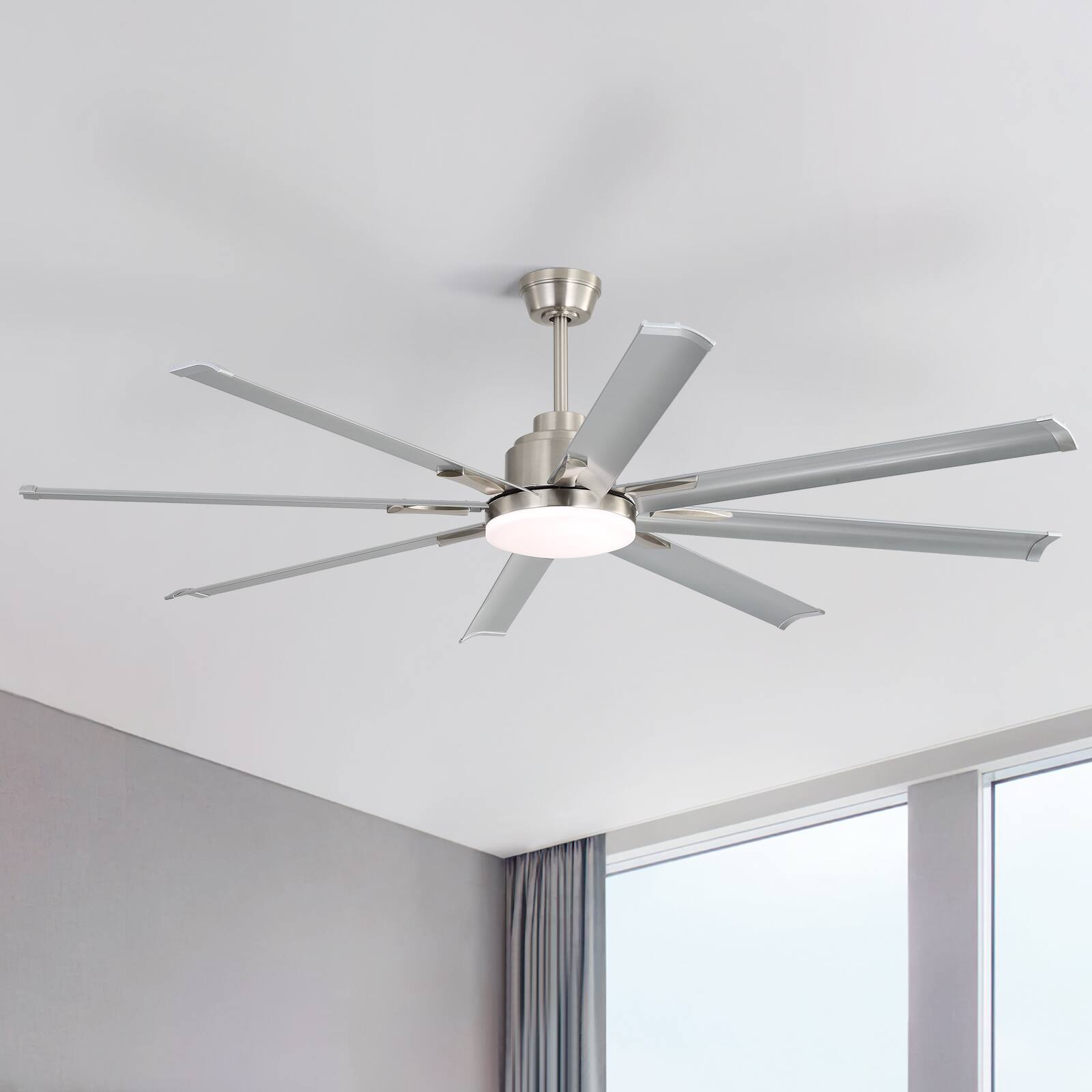 Alt View 1. Sofucor - Smart 72'' Nickel Ceiling Fan APP/Voice/Remote Control LED Light Reversible DC 6 Wind Speed Work with Google/Alexa - Nickel.