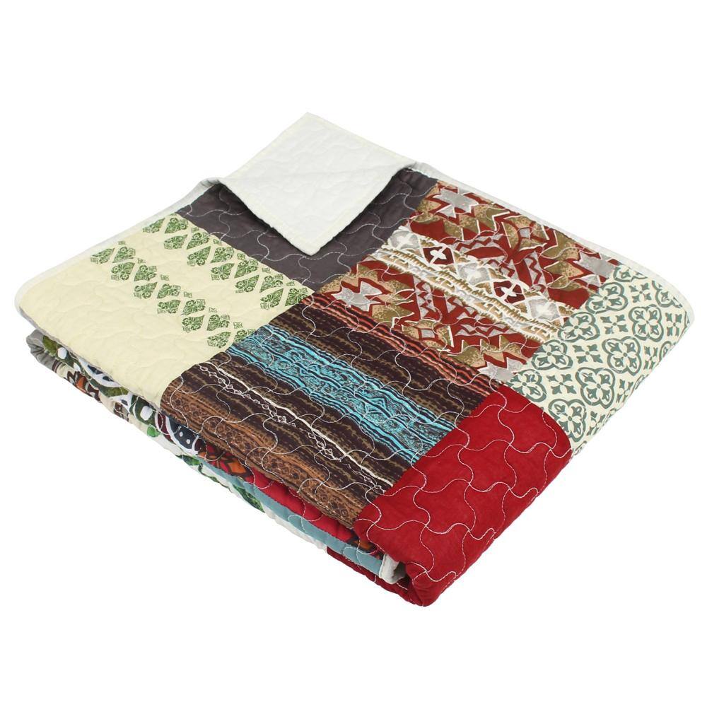 Front. Greenland Home Fashions - Greenland Home Fashions Renee Upcycle Luxurious Ultra Soft Cotton Throw Blanket Multicolor 50" x 60" - Multicolor.
