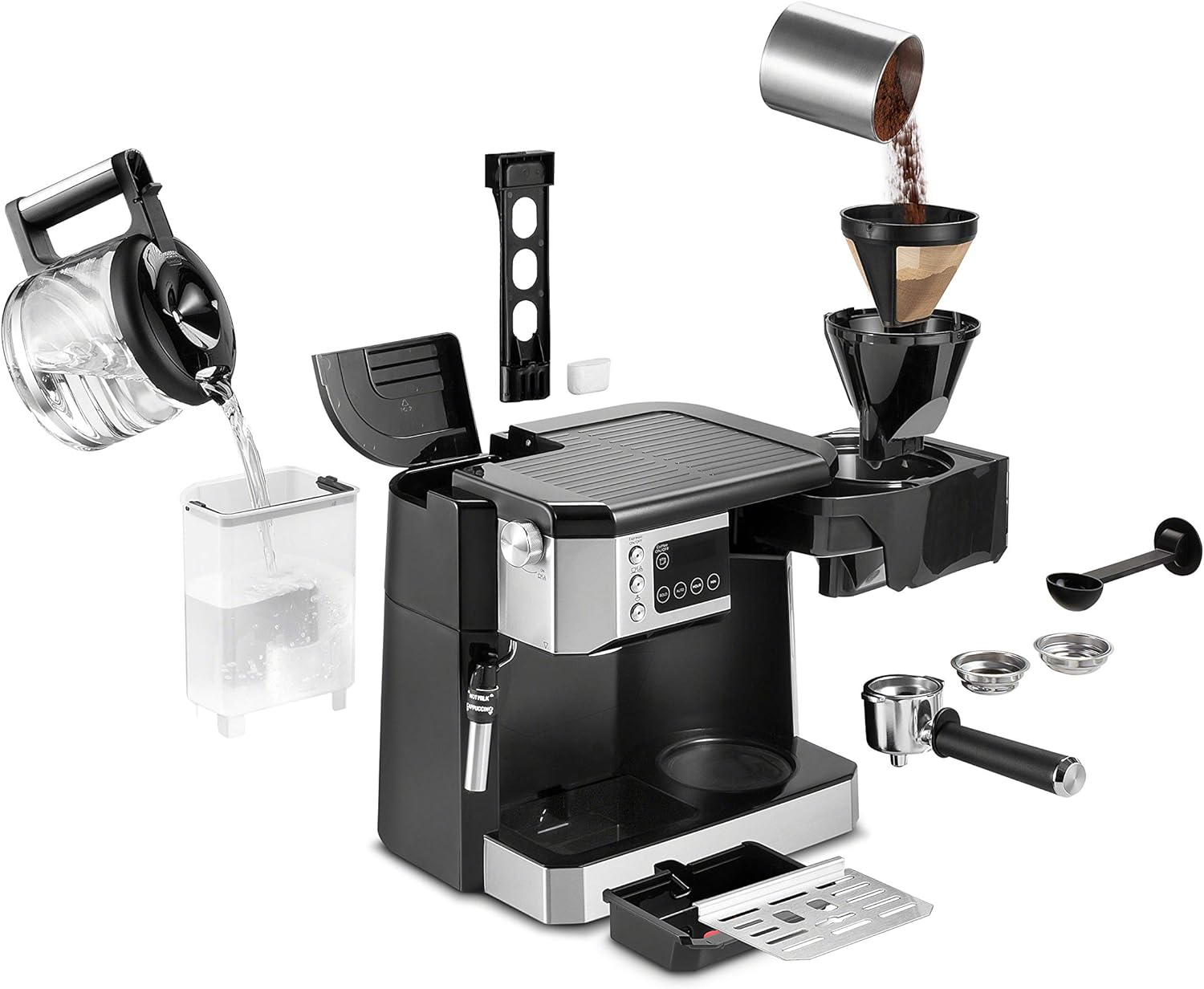 Alt View 4. De'Longhi - De'Longhi All-in-One Combination Coffee Maker & Espresso Machine, COM532M - Black.