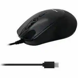 Macally - Compact Mouse - Optical - Cable - USB Type C - 2800 dpi - Scroll Wheel - 3 Button(s) - Symmetrical - Wired - Black