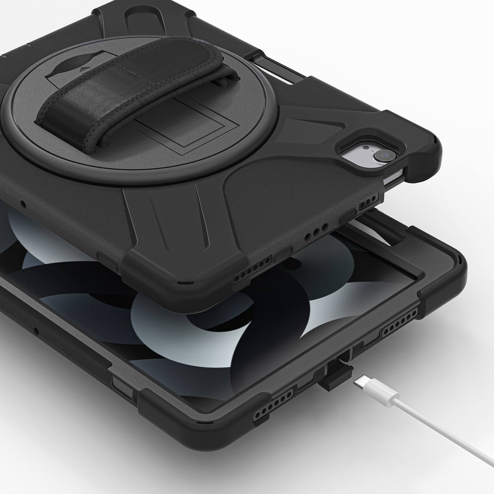 Alt View 1. Dteck - Case for iPad A16 11th Gen 2025/10th Gen 10.9" 2022, Full-Body Protection with Screen Protector Rotate Hand Strap/Stand - Black.