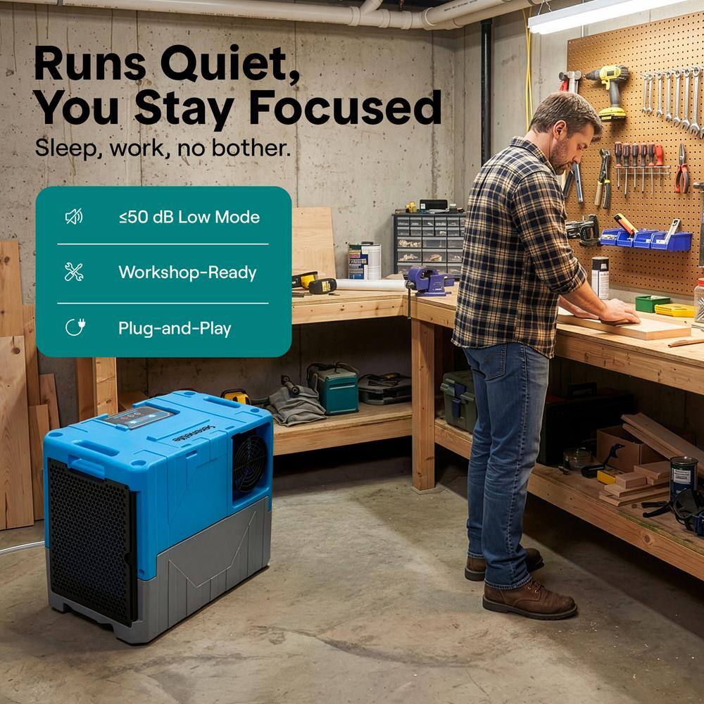 Runs Quiet, You Stay Focused  
Sleep, work, no bother.  
≤50 dB Low Mode  
Workshop-Ready  
Plug-and-Play