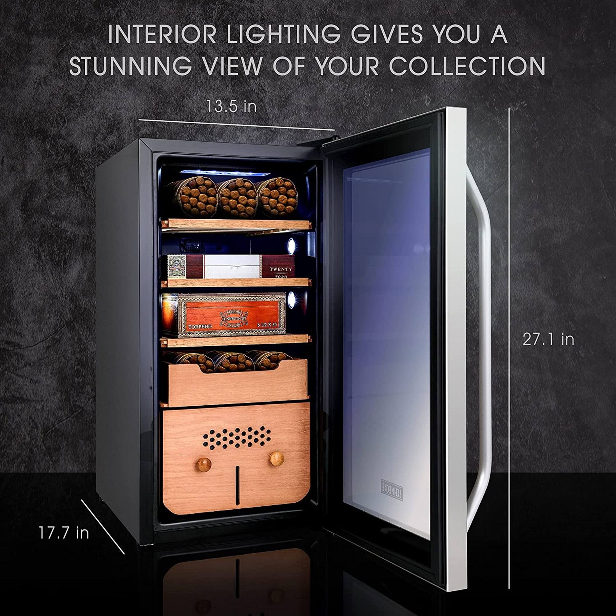 INTERIOR LIGHTING GIVES YOU A STUNNING VIEW OF YOUR COLLECTION

13.5 in

27.1 in

17.7 in