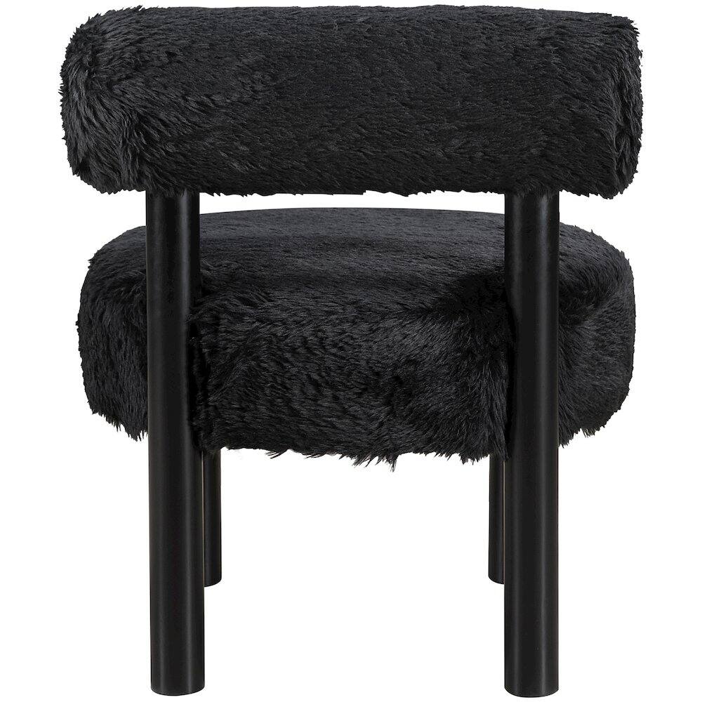 Alt View 2. Meridian Furniture - Ambre Black Vegan Shearling Fabric Upholstered Accent Chair - Black.