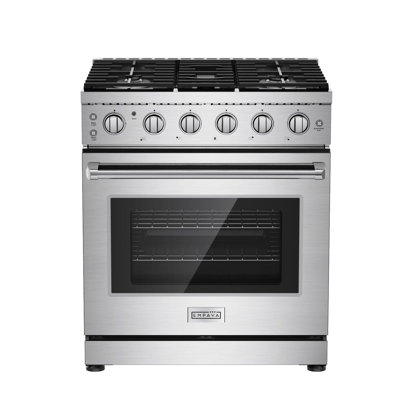 Front. Empava - 30 in. Gas Range 4.5 CuFt Oven 5 Burner(18K BTU) Cooktop w/Storage Drawer, Stainless Steel, Natural Gas Only - Stainless steel.