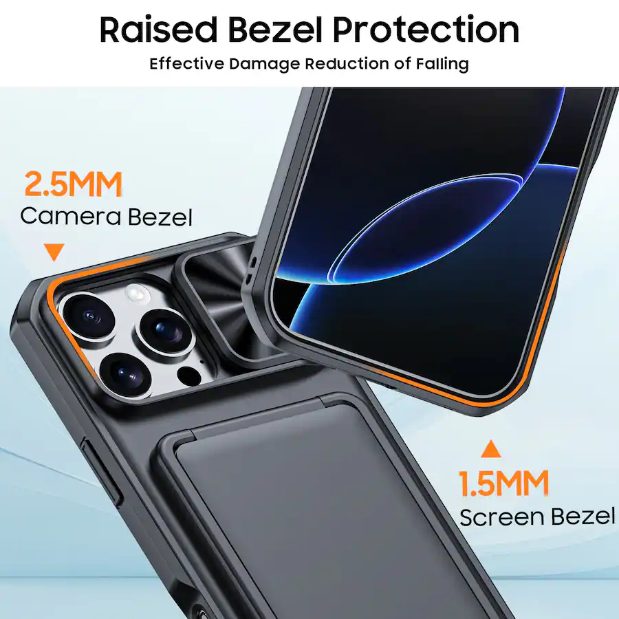Dteck Rugged Shockproof Flip Stand RFID Wallet Case Sliding Camera Lens ...