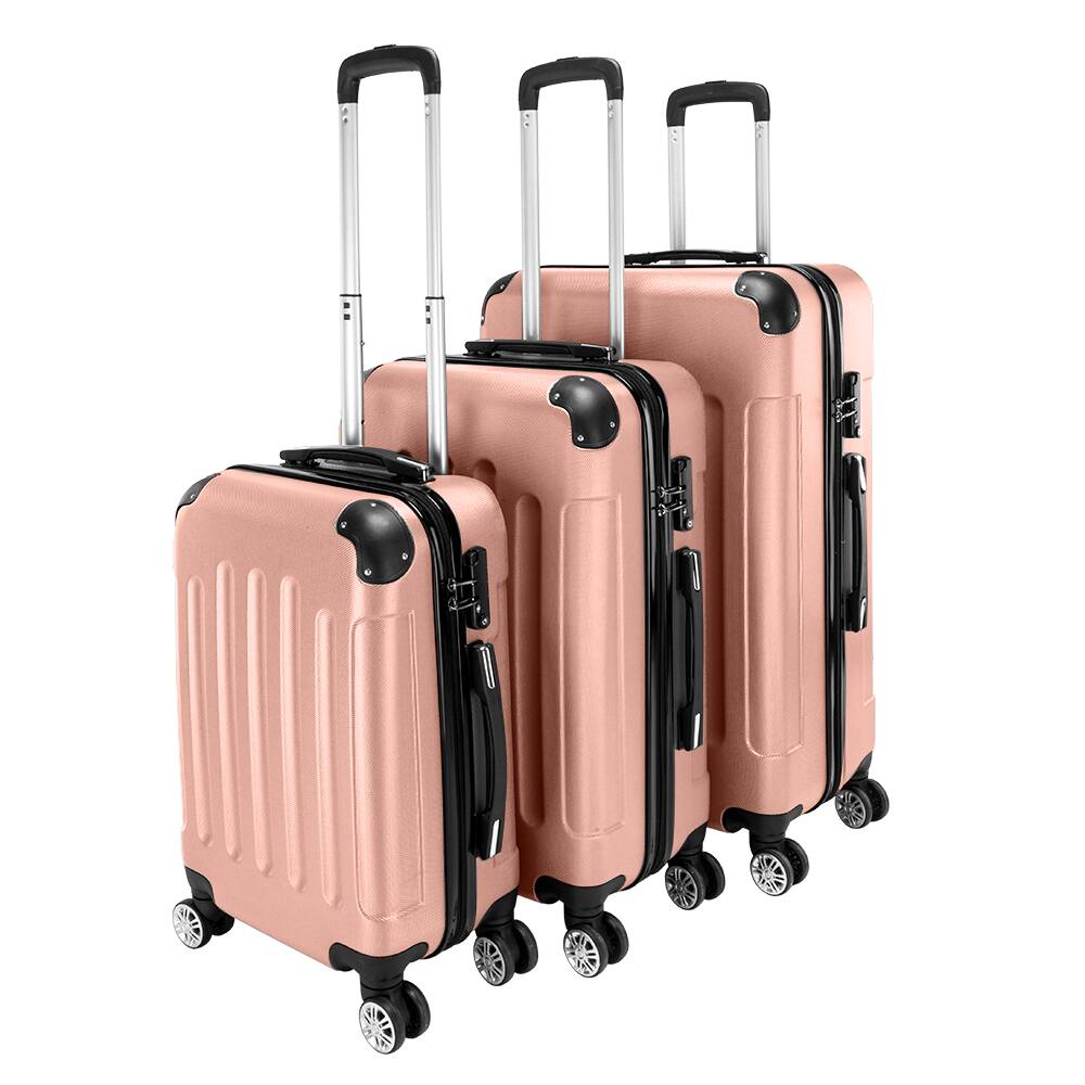 Alt View 1. Winado - 20"/24"/28" 3-Piece Hardshell Carry-On Luggage Set, Lightweight ABS Suitcase with Spinner Wheels & TSA Lock - Rose Gold.