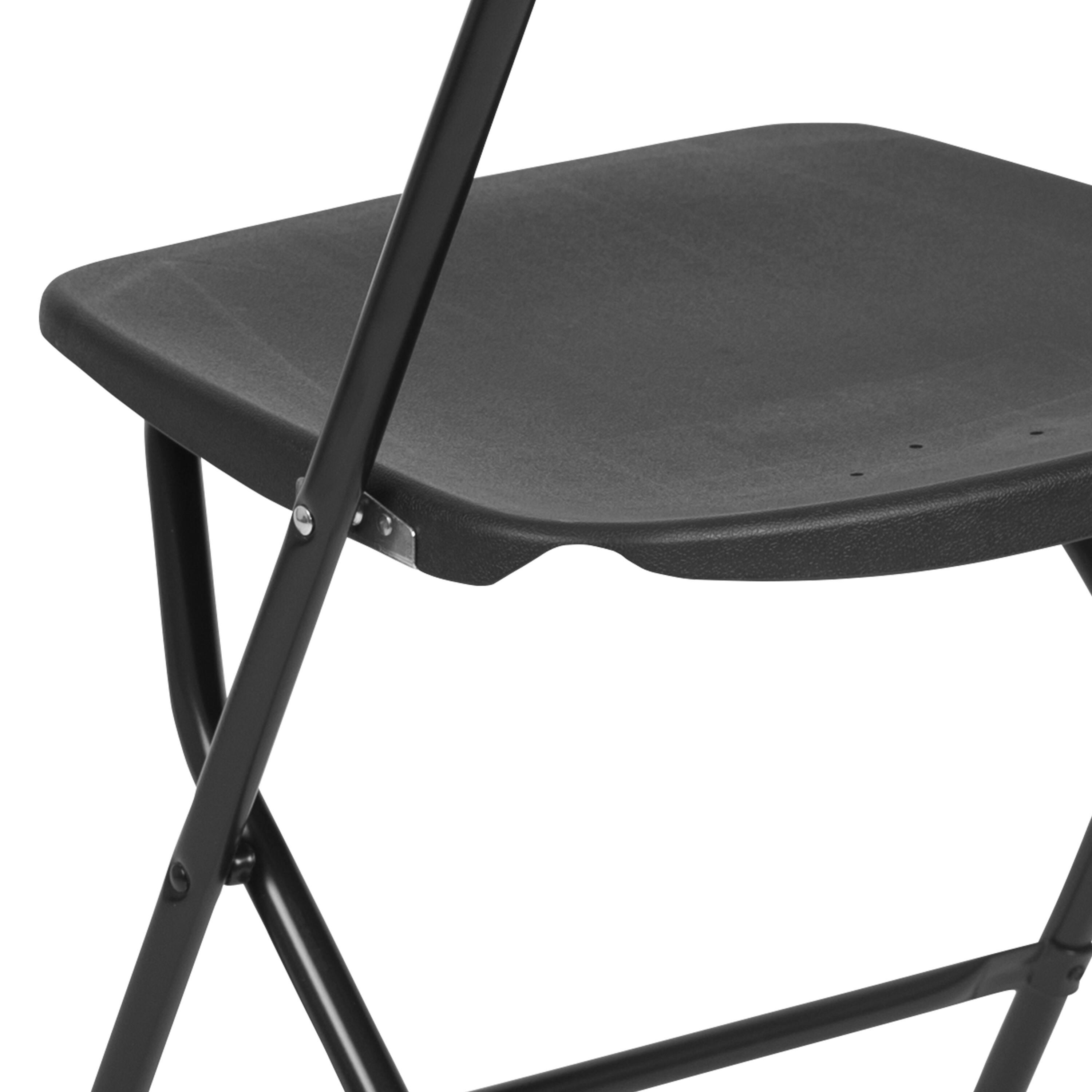 Alt View 10. Emma + Oliver - Set of 10 Stackable Folding Plastic Chairs - 650 LB Weight Capacity - Black.