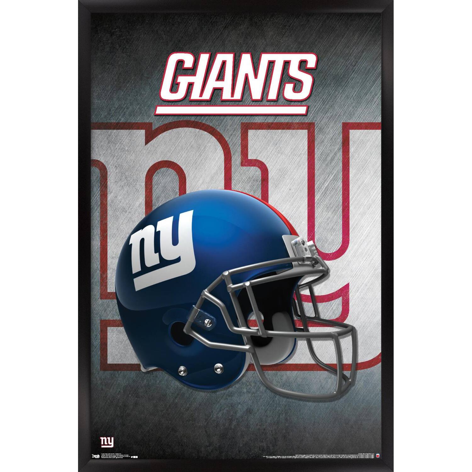 New York Giants 24.25'' x 35.75'' Framed Team Helmet Poster