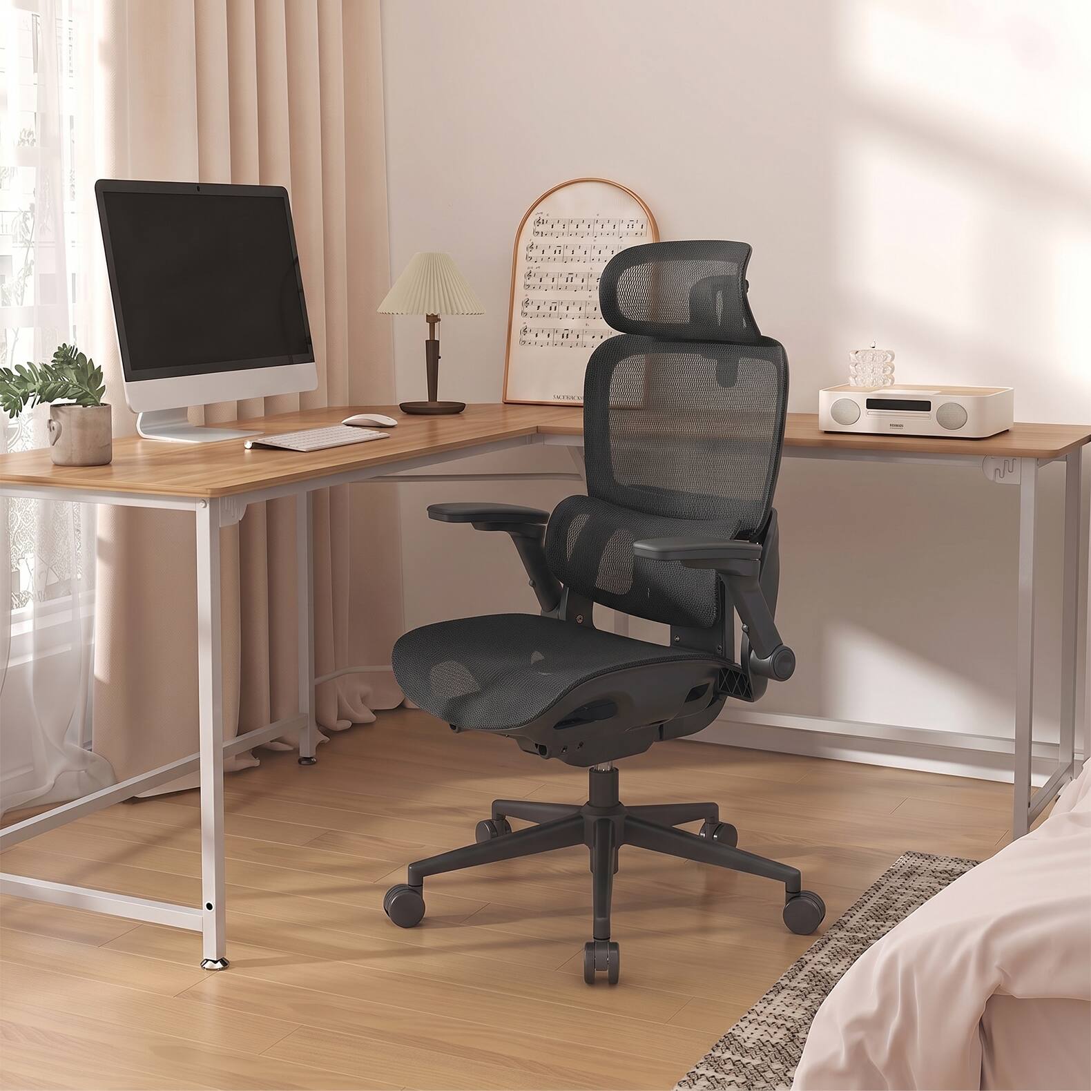 Alt View 10. SIHOO - B300 Pro Ergonomic Mesh Chair, 6D Armrest, 3D Headrest Office Chair for Adult, Seat Depth, Home & Gaming, Black, 330lbs - Black.