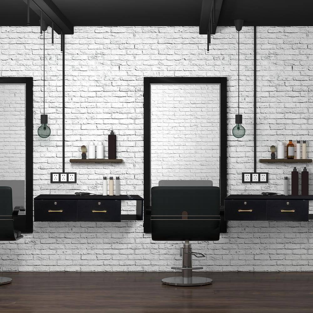 Alt View 6. Winado - Multifunctional Wall Mount Salon Station Bedroom Vanity with Locking Drawer & 3 Hair Dryer Holders  for Makeup Studios - Black.