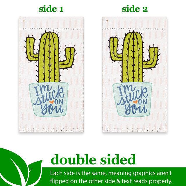 side 1  
side 2  
I'm stuck on you  
I'm stuck on you  
double sided  
Each side is the same, meaning graphics aren't flipped on the other side & text reads properly.