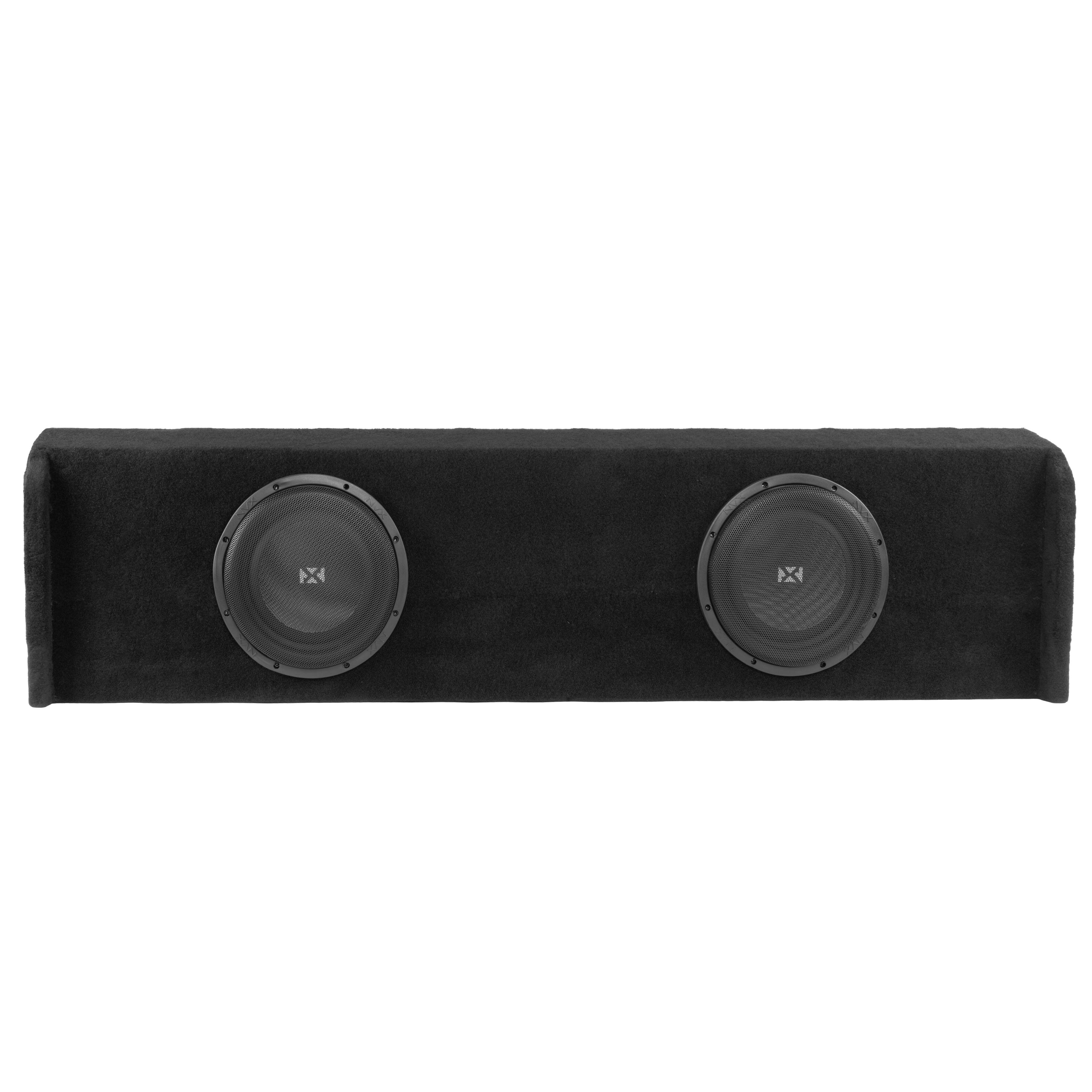 Angle. NVX - Custom Fit 700W RMS Dual 10in Sealed Loaded Down Firing Subwoofer Enclosure for 2009-2018 Ford F-150 Super Crew Cab.