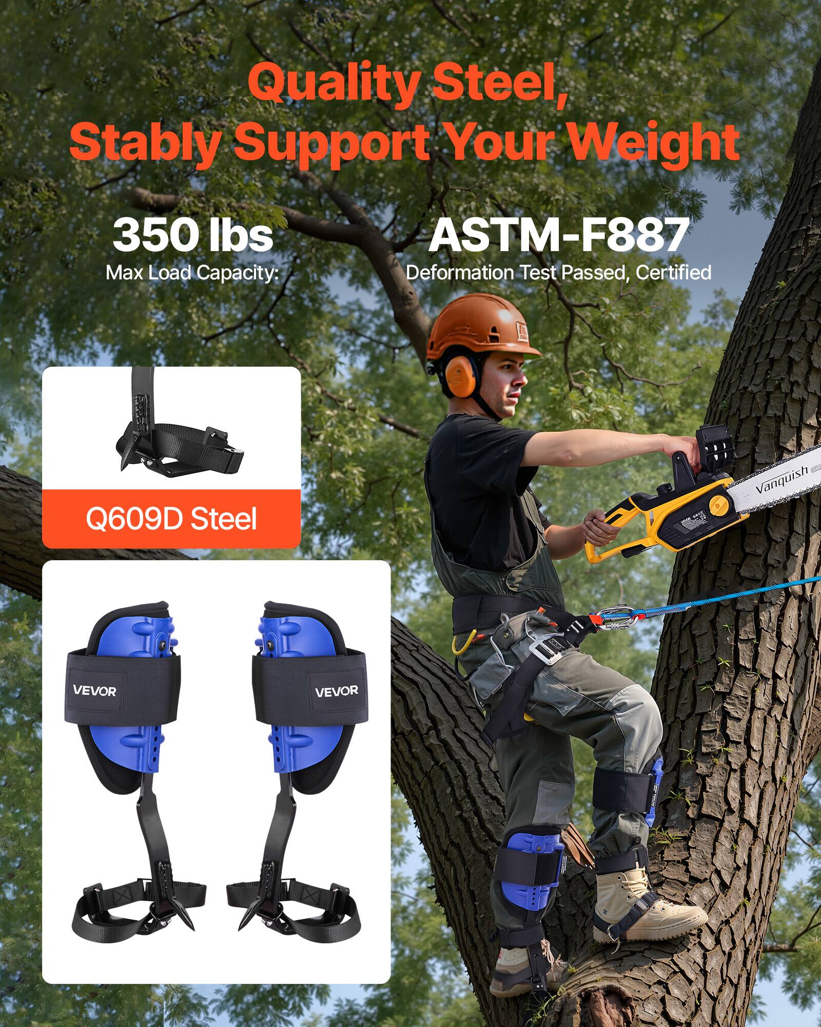 Quality Steel, Stably Support Your Weight  
350 lbs Max Load Capacity: ASTM-F887 Deformation Test Passed, Certified  
Q609D Steel  
VEVOR