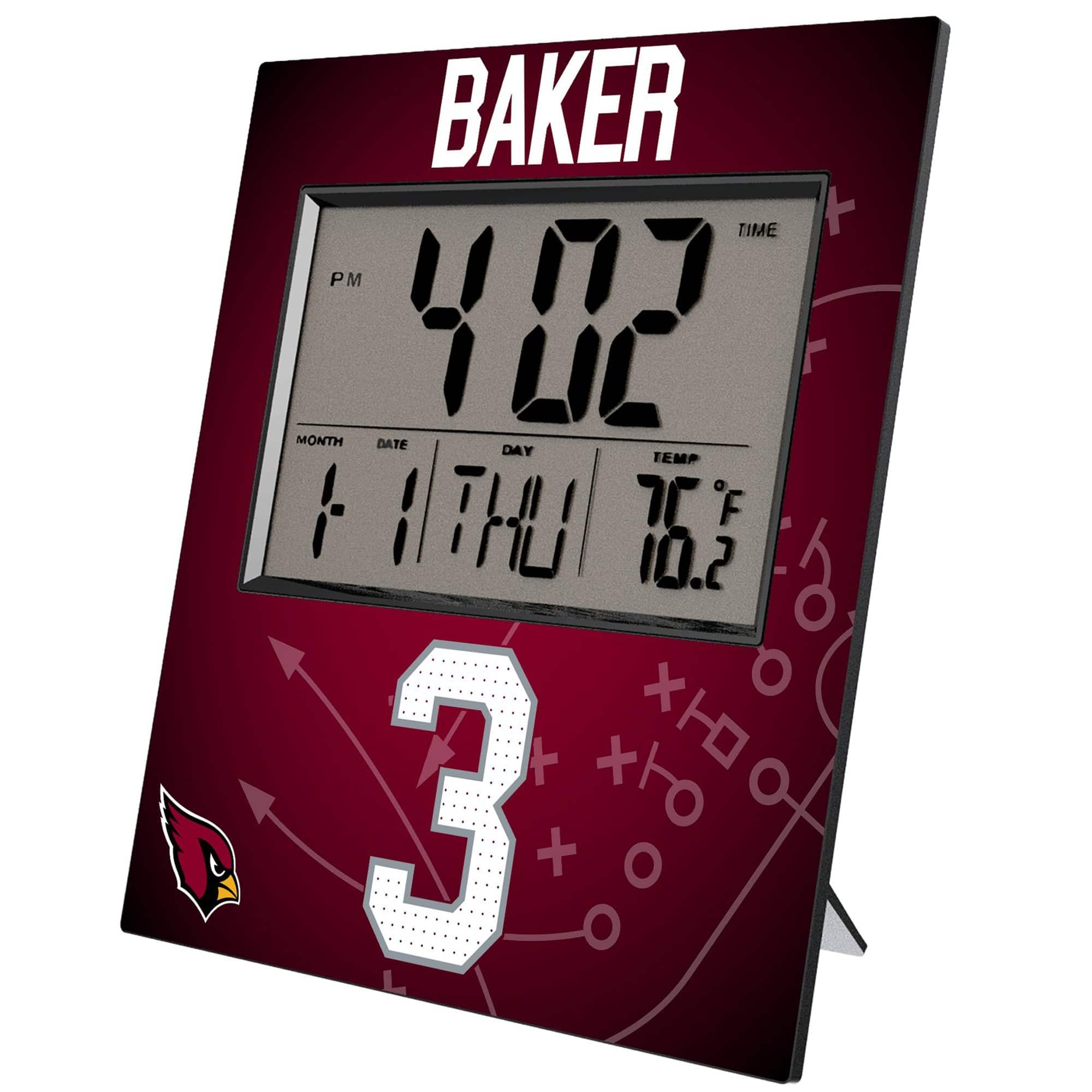 Keyscaper - Budda Baker Arizona Cardinals Digital Desk & Wall Clock - Multicolor