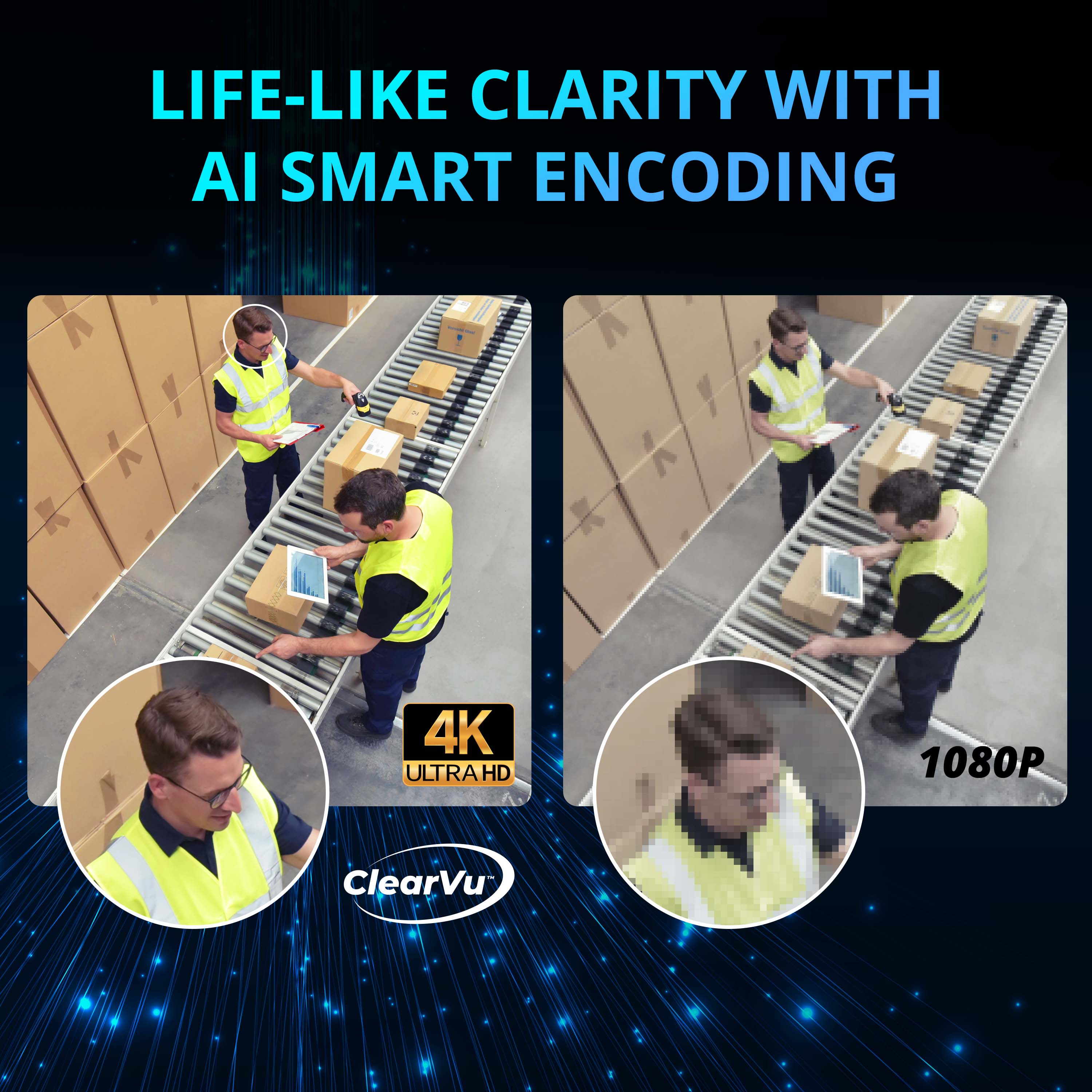 LIFE-LIKE CLARITY WITH AI SMART ENCODING 4K ULTRA HD 1080P ClearVu