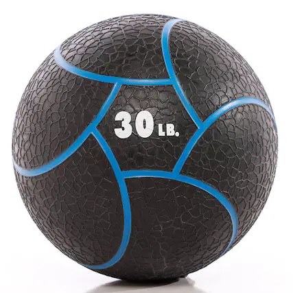 Front. Power Systems - Elite Power Medicine Ball Prime - Rubber Weighted Exercise Ball, 30 lb - Blue.