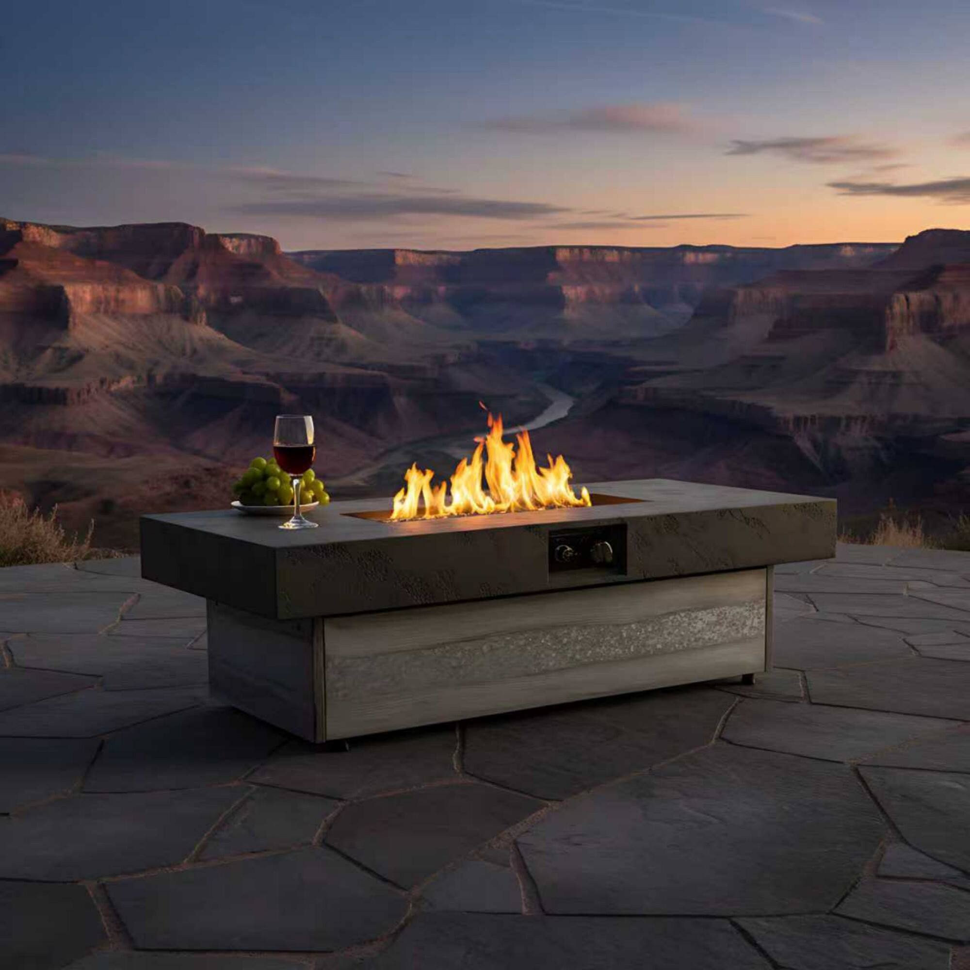 Alt View 4. Boyel Living - 48 in. x 24 in. Rectangular Propane Fire Pit Table, 50,000 BTU Outdoor Fire Pit with Two Height Options - Gray.