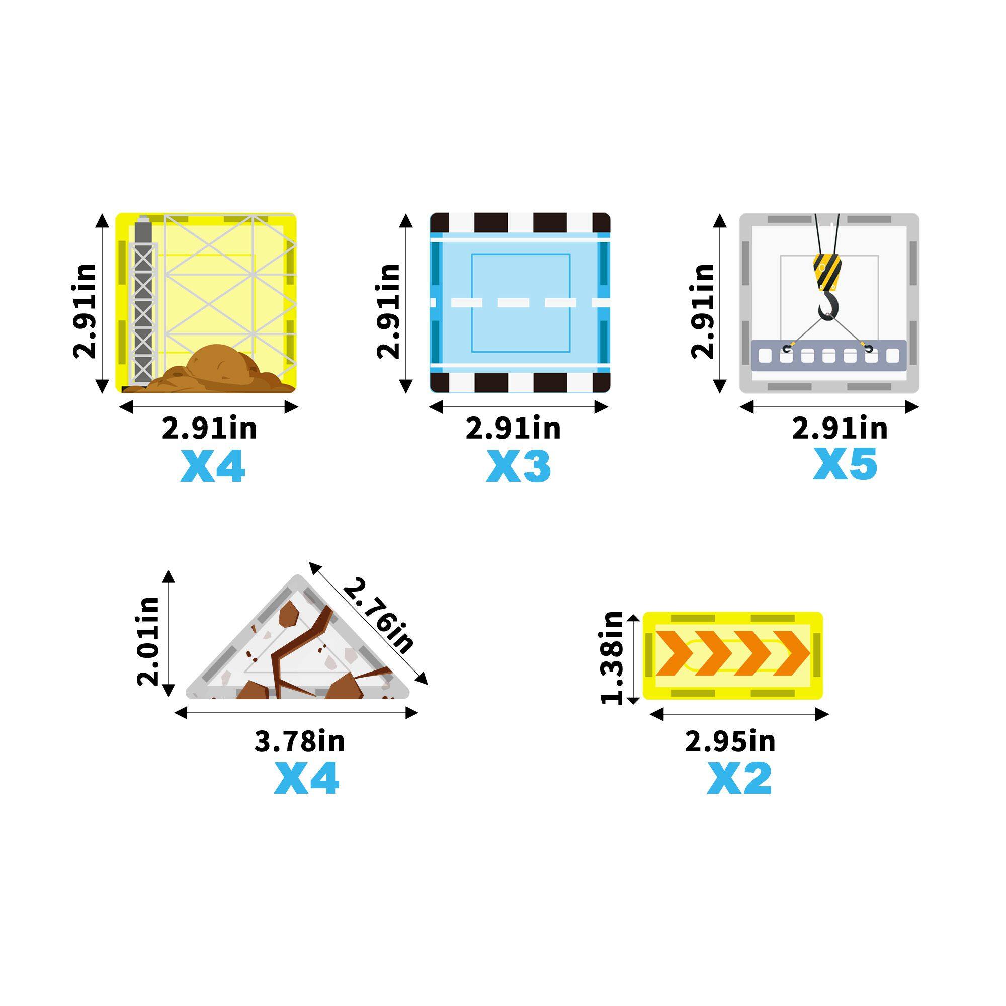 2.91in X4, 2.91in X3, 2.91in X5, 2.01in X4, 2.76in X4, 1.38in X2, 2.95in X2