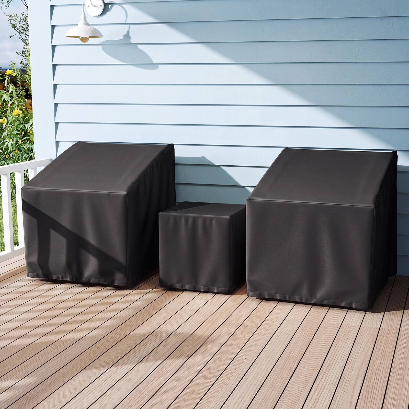 Alt View 1. Costway - Costway Patio Furniture Covers Waterproof Conversation Covers for 3 PCS Bistro Set - Black.