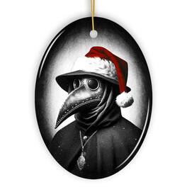 OrnamentallyYou - Grim Plague Doctor With Santa Hat Ceramic Ornament Christmas Keepsake for Halloween Tree Oval - Multi-colored