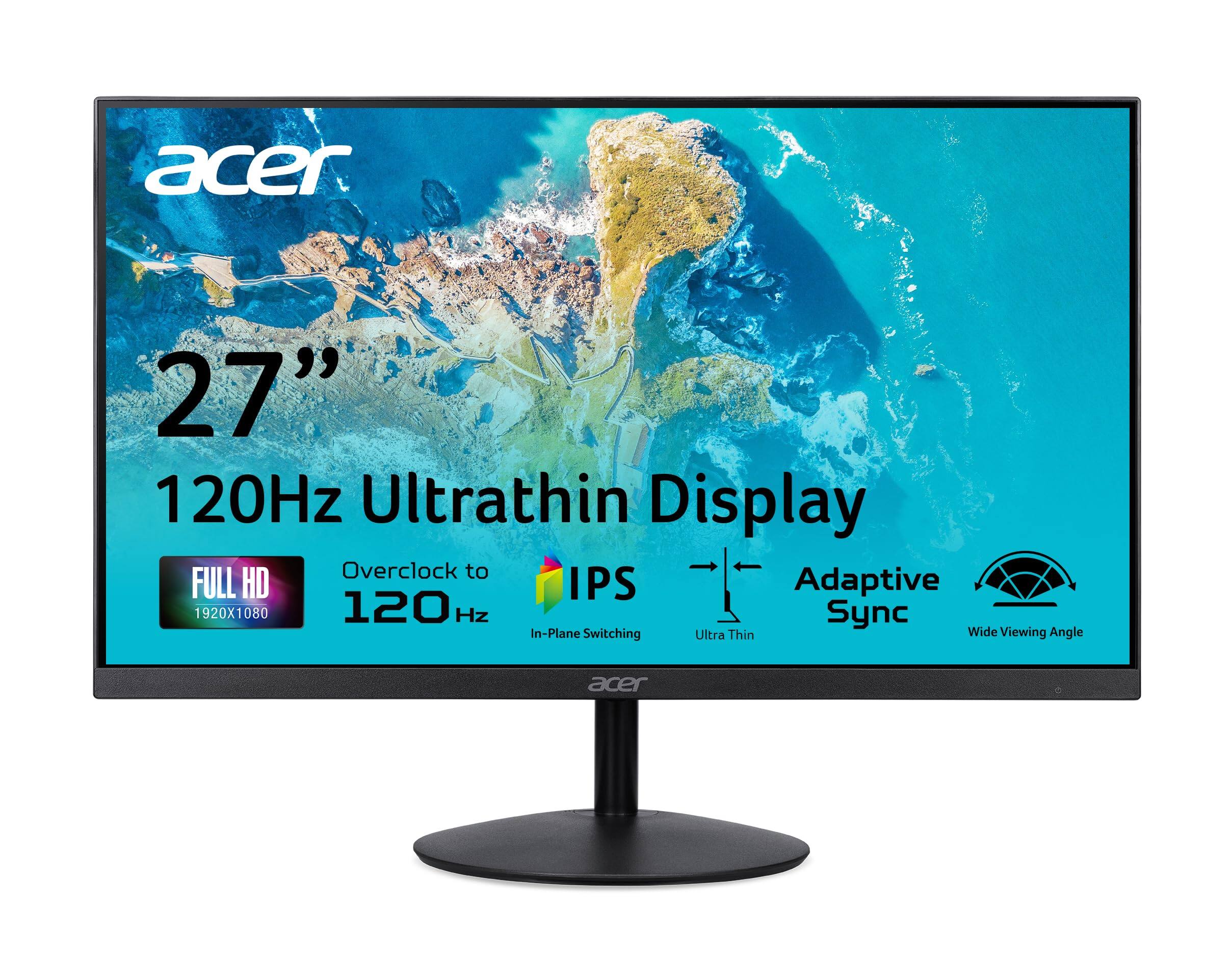 acer  
27" 120Hz Ultrathin Display  
Overclock to FULL HD IPS Adaptive Sync  
1920X1080 120 Hz  
In-Plane Switching  
Ultra Thin  
Wide Viewing Angle
