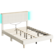 Left. Bestier - Queen Size Upholstered Platform Bed Frame with LED Lighting and Adjustable Storage Headboard for Bedroom - Beige.