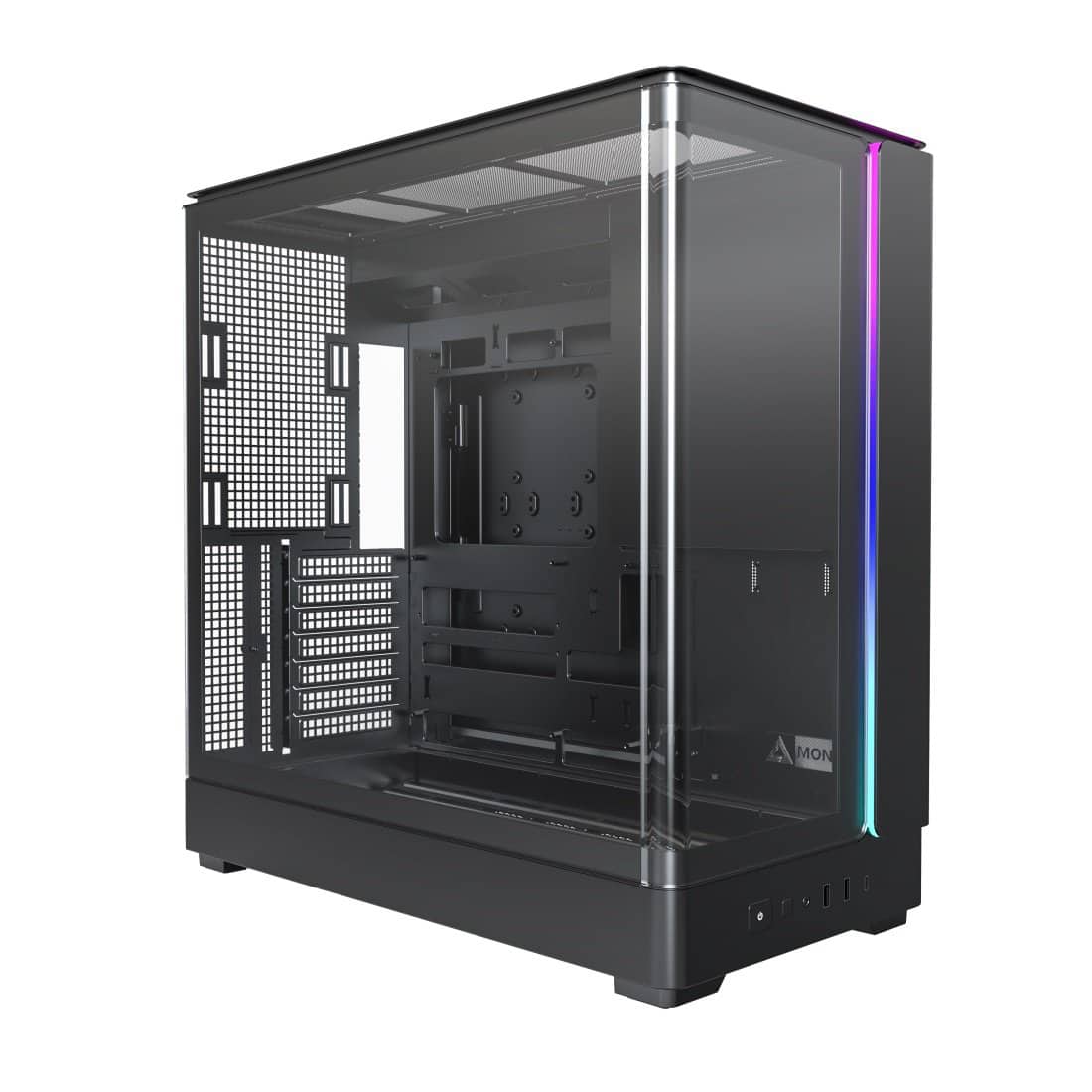 Montech - KING 45 KING45B ATX PC Case, Curved Panoramic Glass, Chimney Airflow, 360mm Radiator Support - Black