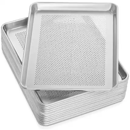 Front. GRIDMANN - 13 x 18-in 12pk - Commercial Aluminum Perforated Baking Sheets - Silver.