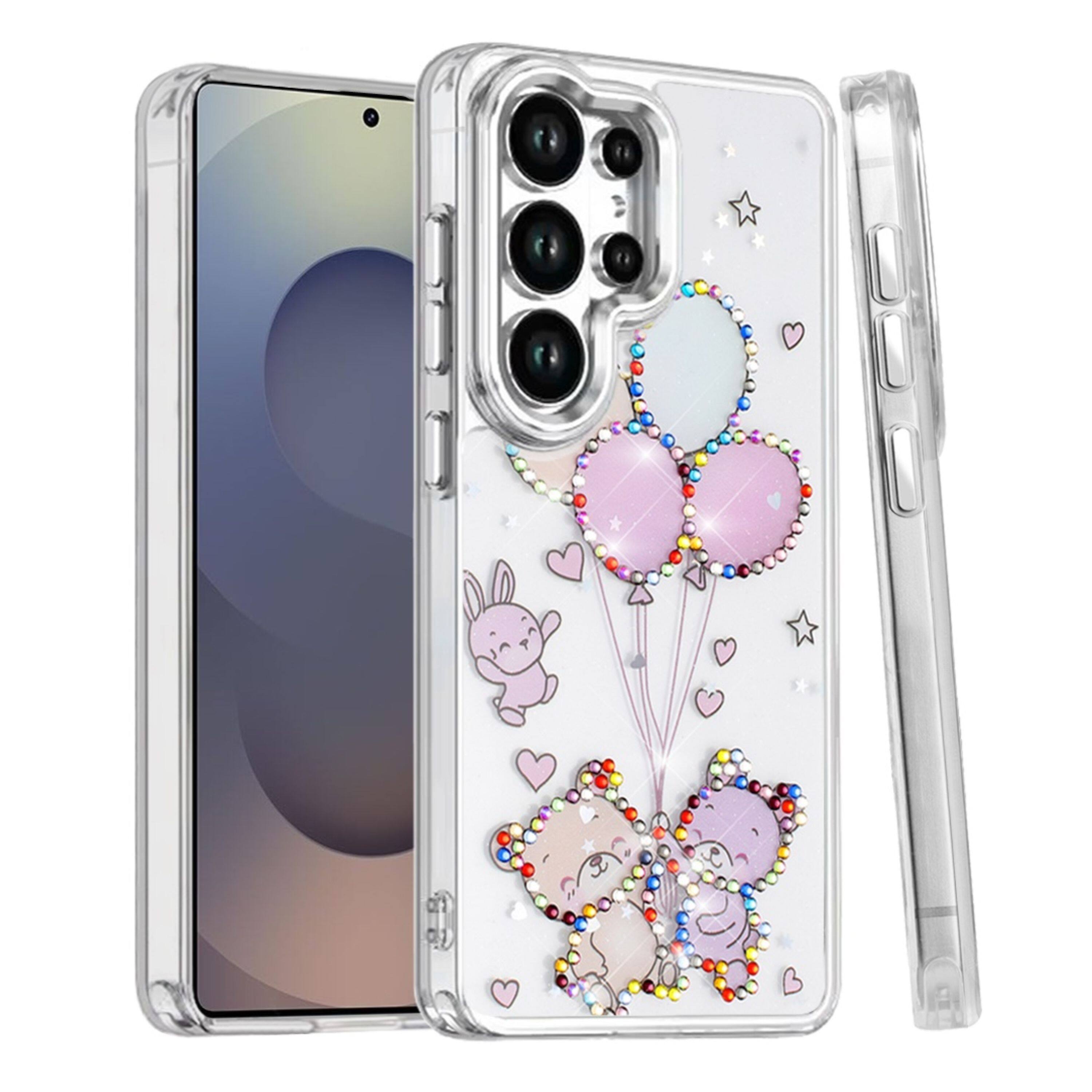 Front. Kitcheniva - Colorful Epoxy Design Plastic Jewels Phone Case With Tempered Glass For Samsung Galaxy S25 Ultra Balloons - Multicolor.