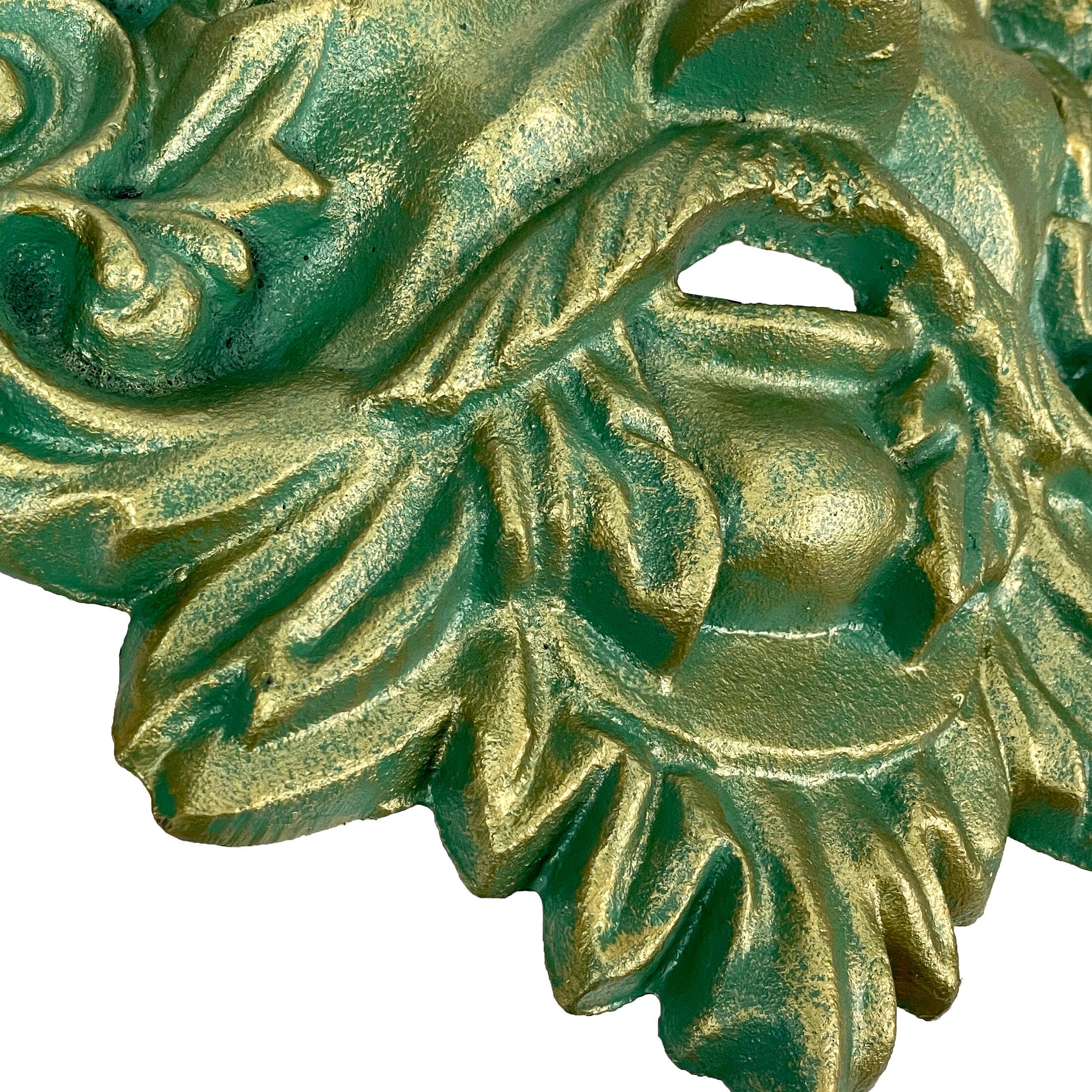 Alt View 8. Zeckos - Cast Iron Celtic Green Man Wall Hanging Antiqued Verdigris Green Finish - Green.