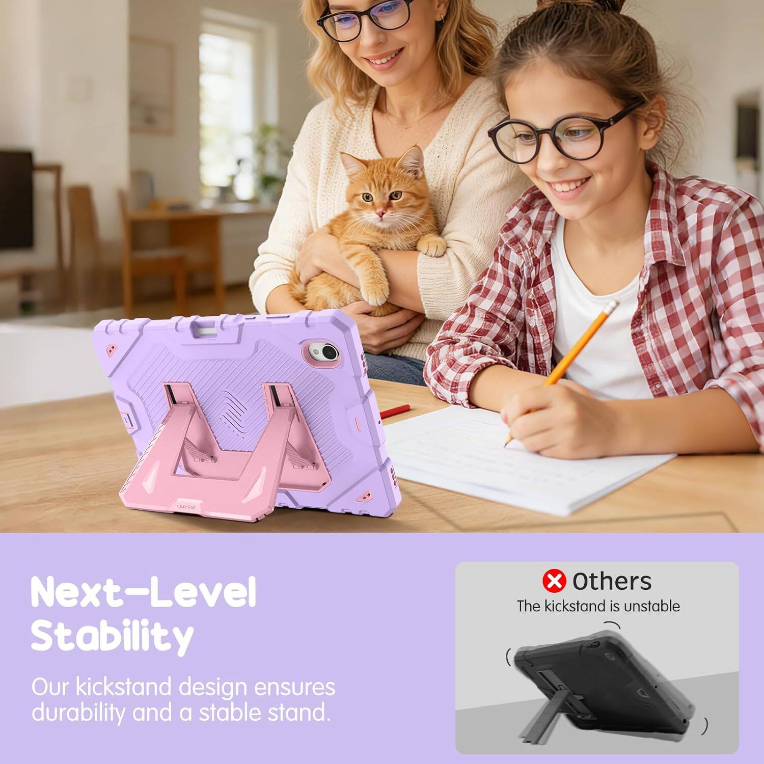 Next-Level Stability  
Our kickstand design ensures durability and a stable stand.  

Others  
The kickstand is unstable