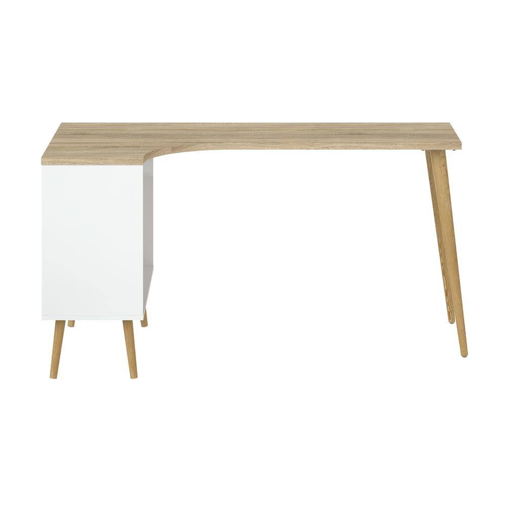 Angle. Tvilum - Diana 2 Drawer, 3 Shelf Desk/Oak Structure - White.