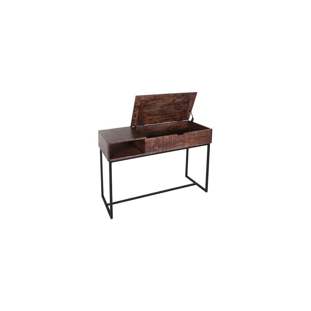 Angle. Porter Designs - Lakewood Solid Acacia Wood Console Table - Brown.