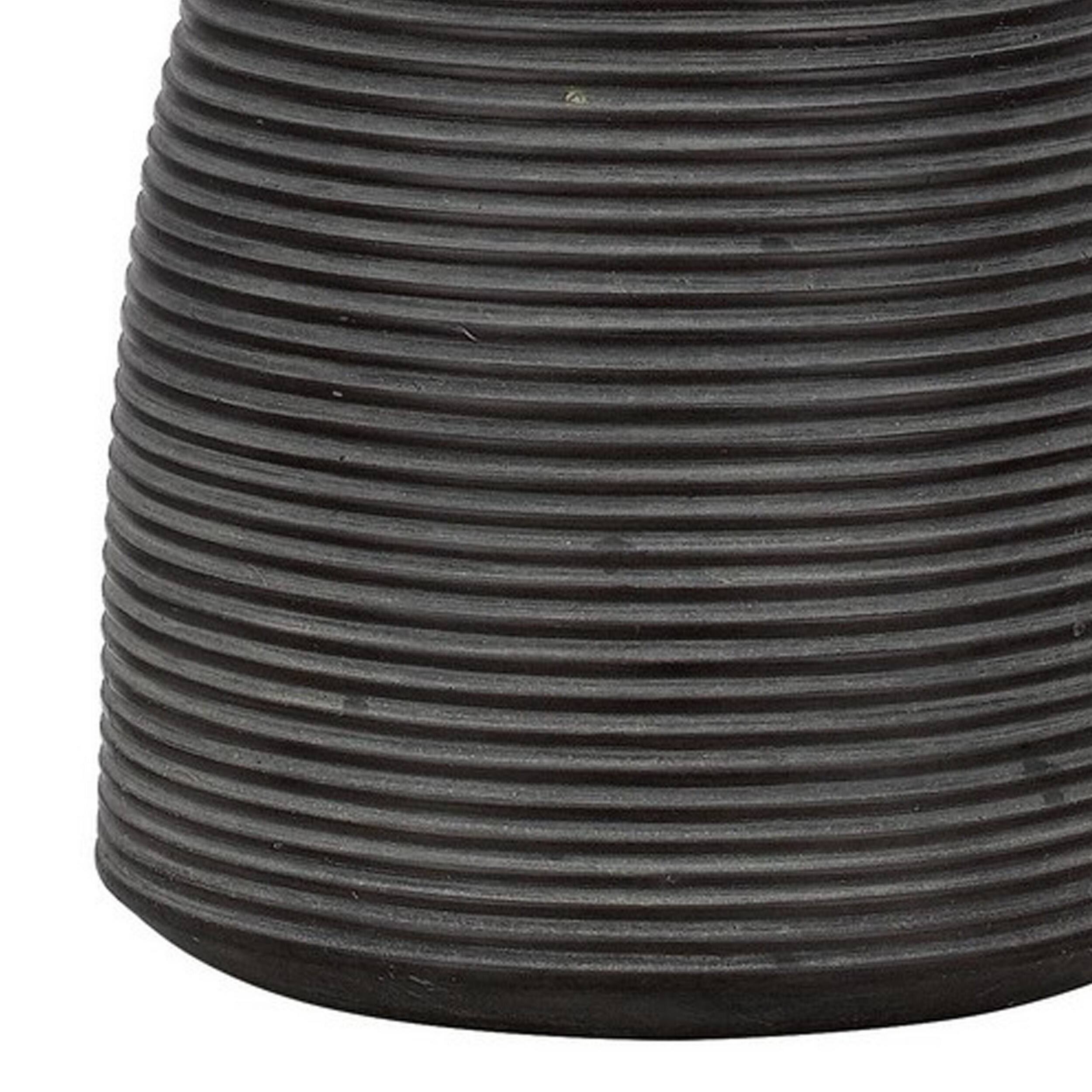 Back. Manhattan Lane - 29 Inch Classic Table Lamp, Textured Lined Body, Ceramic - Black and Beige.