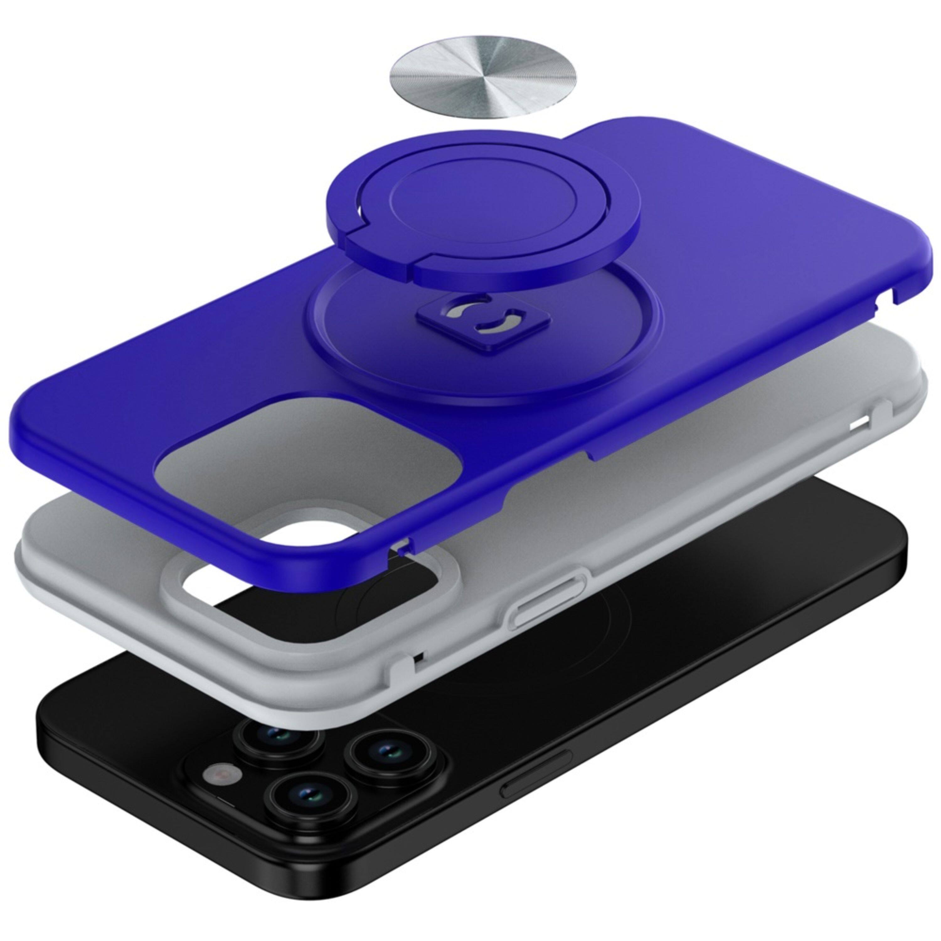Left. Kitcheniva - Rugged 360 Ring Stand Case For iPhone 14 Pro Max Blue - Blue.