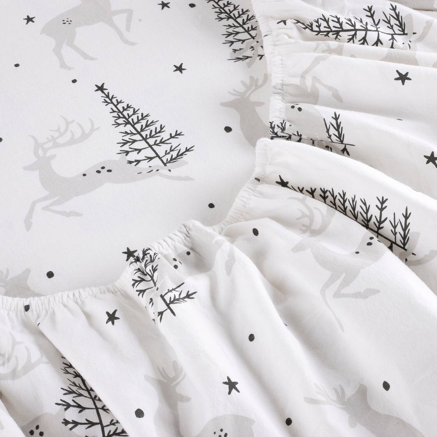 Left. Kathy Ireland - Kathy Ireland 100% Turkish Cotton Flannel Sheet Set - Christmas Deer.