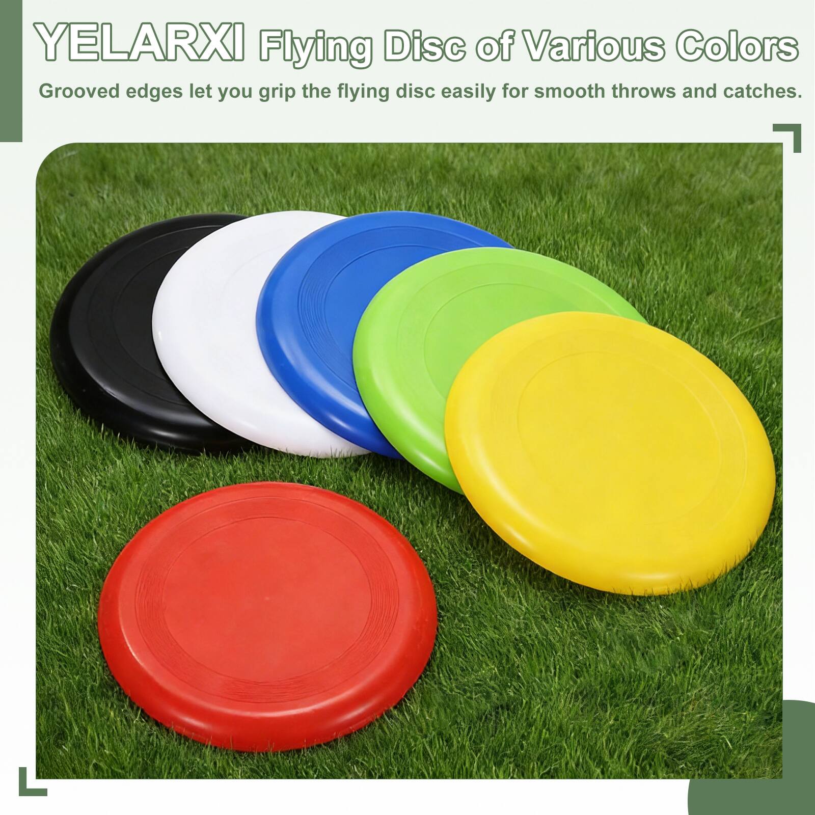 YELARXI Flying Disc of Various Colors

Grooved edges let you grip the flying disc easily for smooth throws and catches.