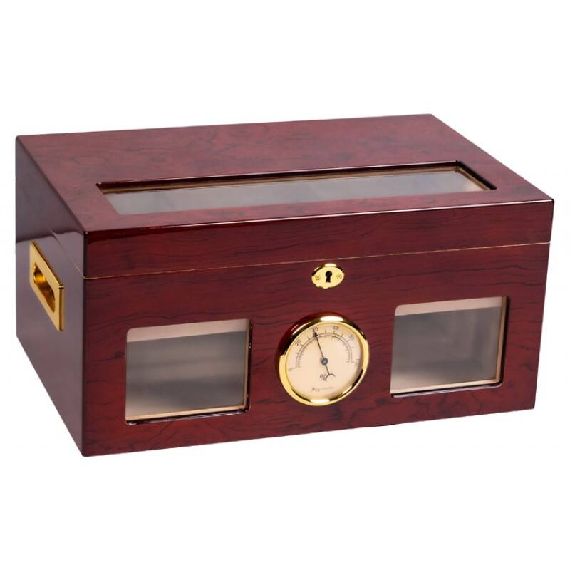 Left. Prestige - Valencia Desktop Humidor - Rich Ultra High Gloss Finish.