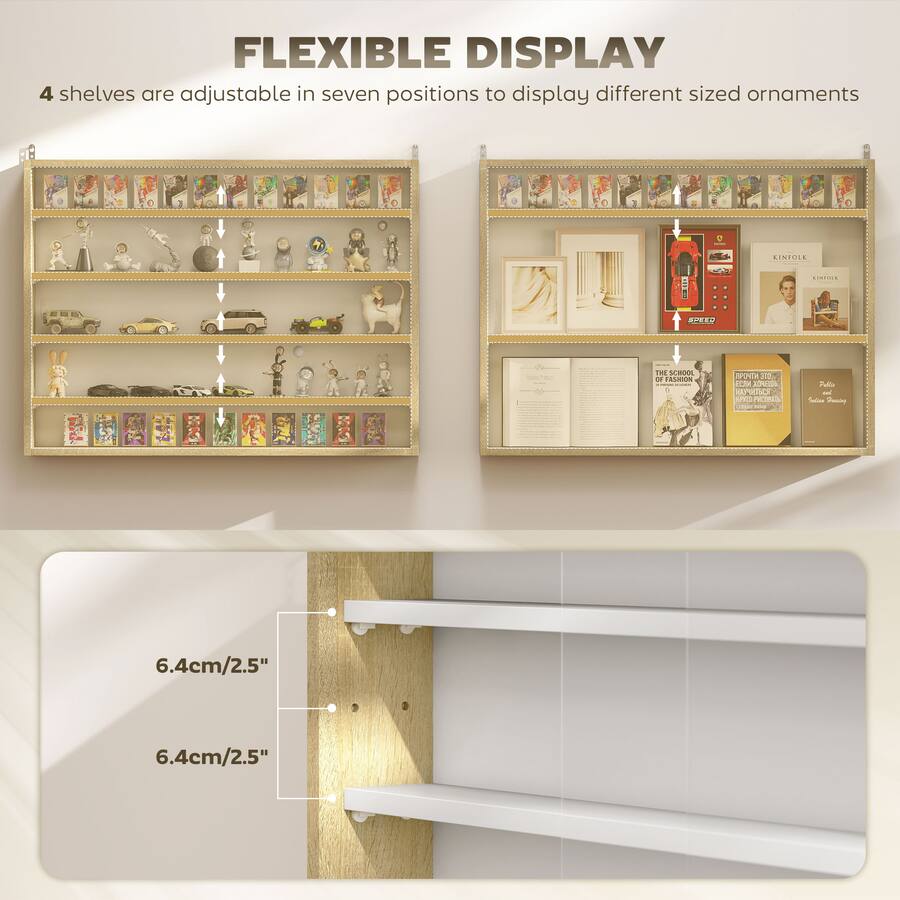Five Below Stackable Display Case Homcom 5 Tier Display Cabinet, Wall Mounted Display Case with 2 Glass ...